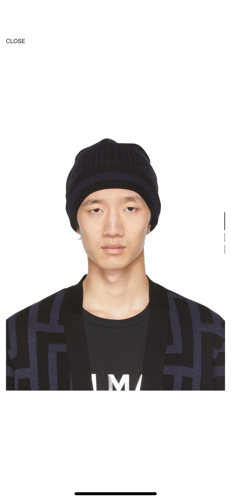 Balmain Black & Navy Wool Beanie Size ONE SIZE - 4 Thumbnail