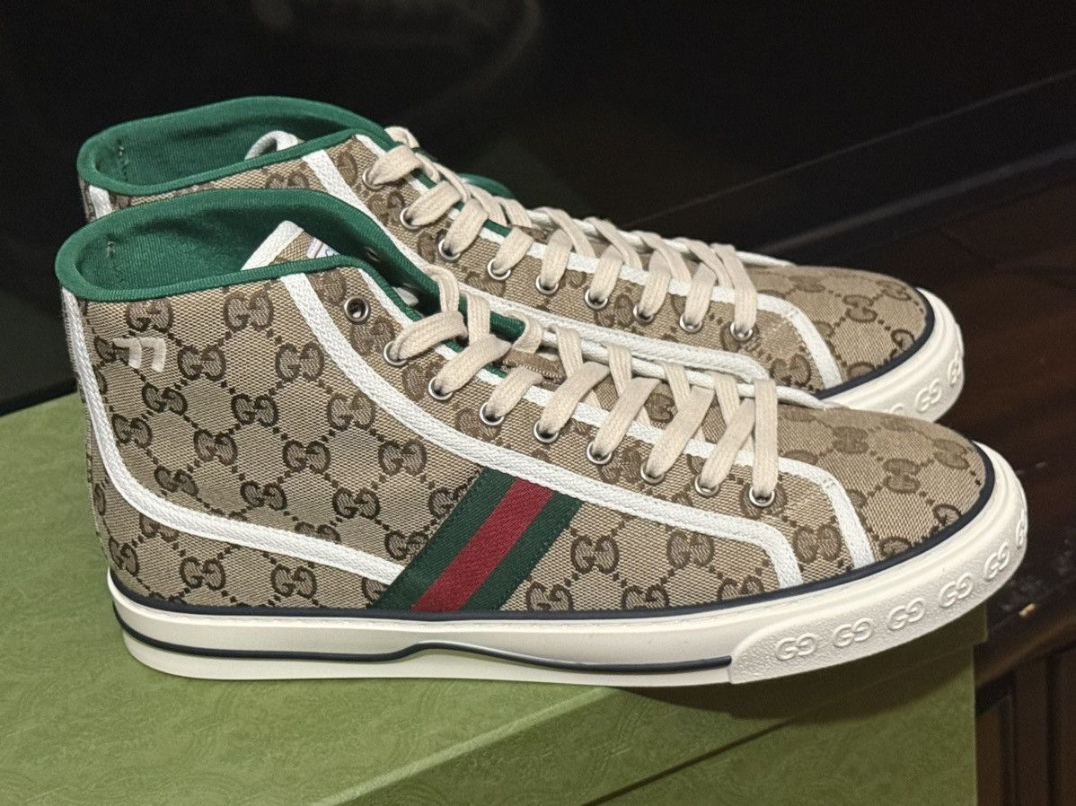 Gucci GUCCI BEIGE PRINT GG SNEAKERS-SIZE 10 - CANVAS HIGH TOP 🎁💎 Size US 10 / EU 43 - 2 Thumbnail