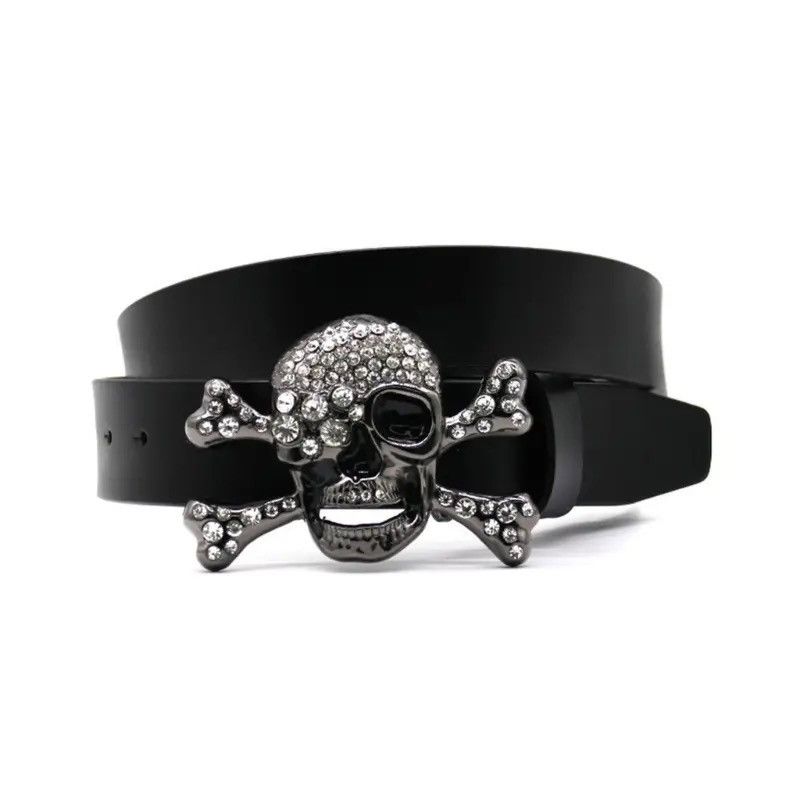 Japanese Brand × Vintage Rhinestone Skull Buckle Belt Size ONE SIZE - 1 Thumbnail