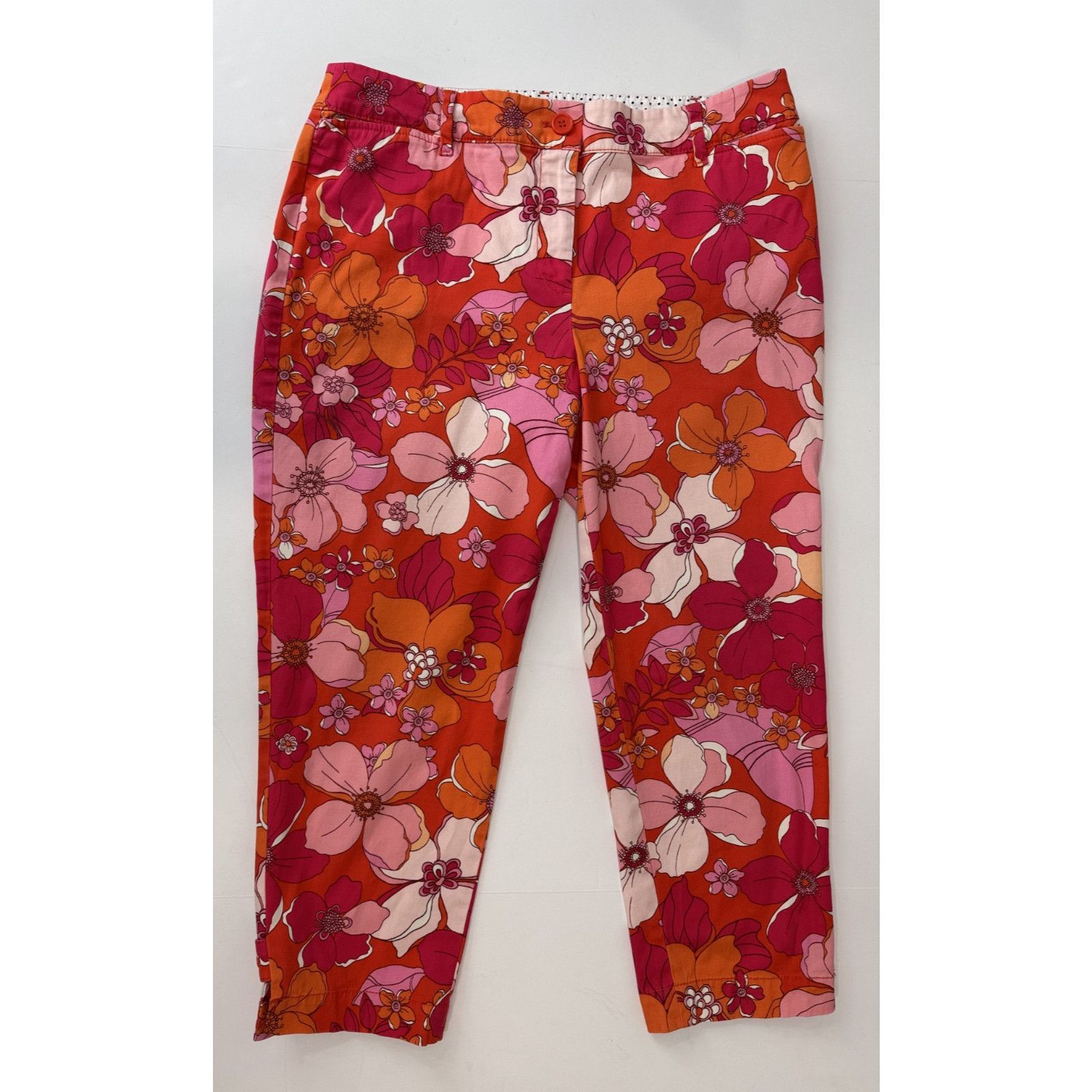 Talbots Talbots Perfect Crop Pants Tossed Flower Orange Pink 8P Size 30" / US 8 / IT 44 - 1 Thumbnail