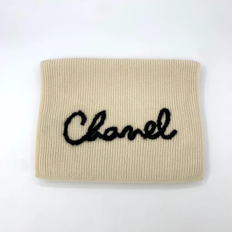 Chanel Chanel Beige Logo Cashmere Scarf-dmc Size ONE SIZE - 1 Thumbnail