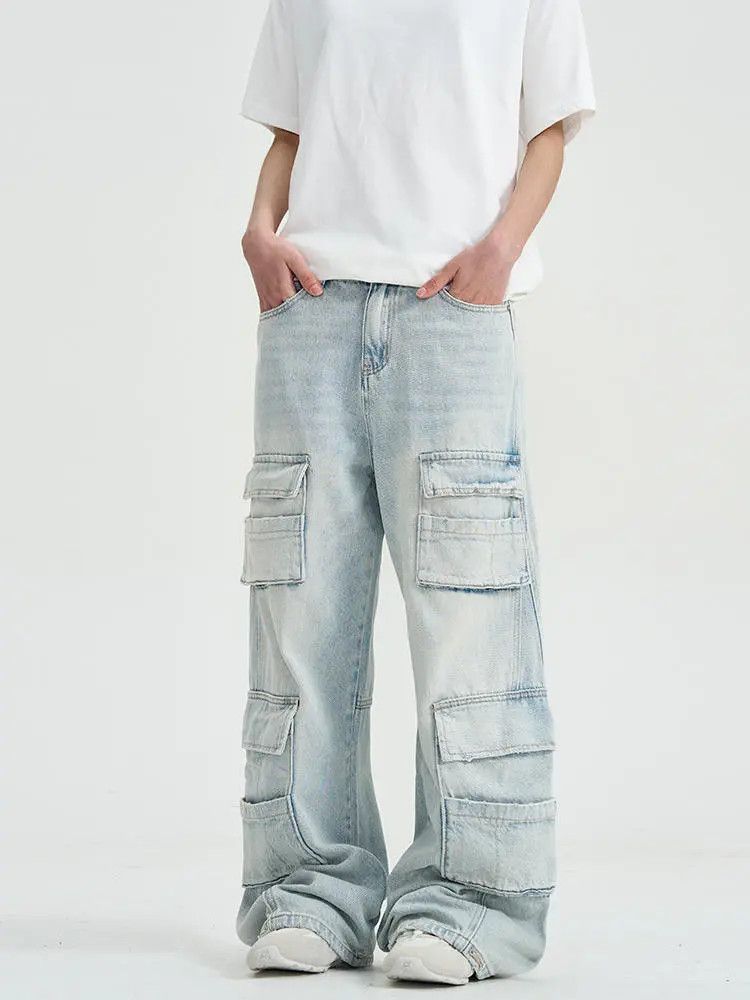 Japanese Brand × Jean Blue Cargo Stack Denim Jeans Size US 32 / EU 48 - 2 Thumbnail