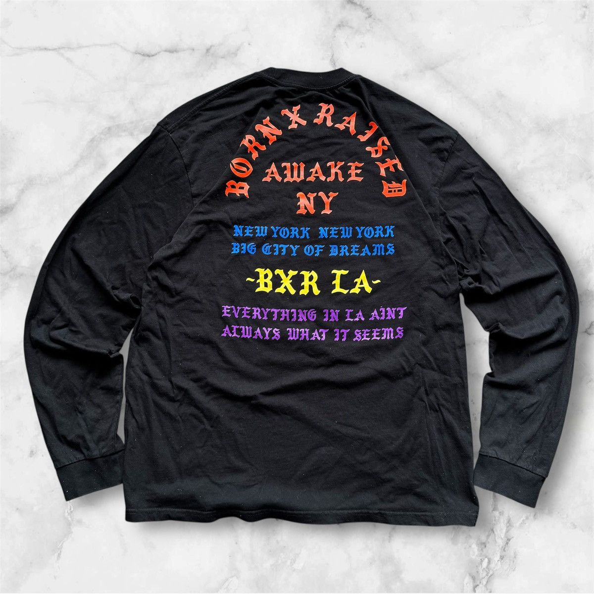 Awake NY × Born X Raised Born x Raised x Awake Coast To Coast Long-Sleeve Tee 'Black' Size US XL / EU 56 / 4 - 1 Thumbnail