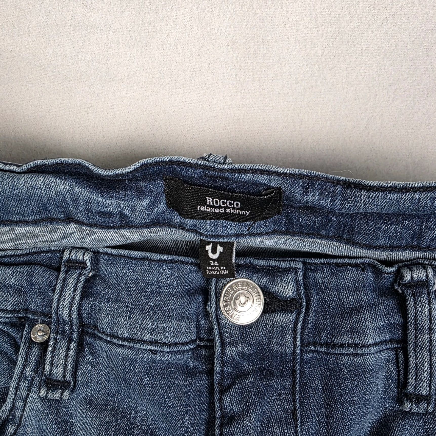True Religion True Religion Jeans Mens 34x34 Skinny Stretch Denim Rocco Moto Grunge Black Blue Regular Slim 5-Pocket Distressed Logo Vintage No N/A Size US 34 / EU 50 - 4 Thumbnail