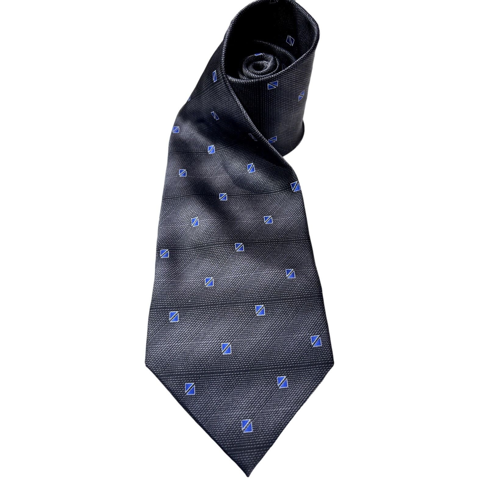 Van Heusen VAN HEUSEN Men's Silk Blue Square Pattern Neck Tie Size ONE SIZE - 1 Thumbnail