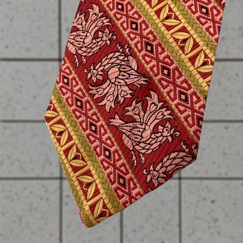 Vintage Vtg Wide Necktie 4.3x58" Kipper Tie Handmade Jacquard Rooster Rockabilly Woven Capsule Tie Size ONE SIZE - 1 Thumbnail