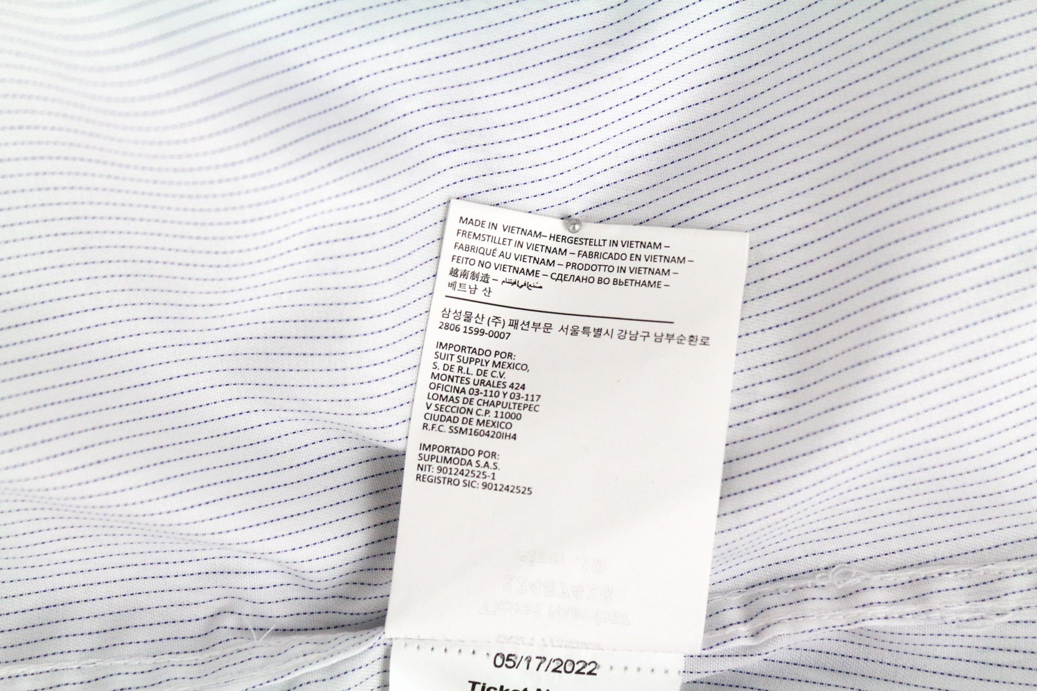 Suitsupply TRAVELLER 39 Extra Slim White Cotton Striped Shirt 73157 Size US M / EU 48-50 / 2 - 6 Thumbnail