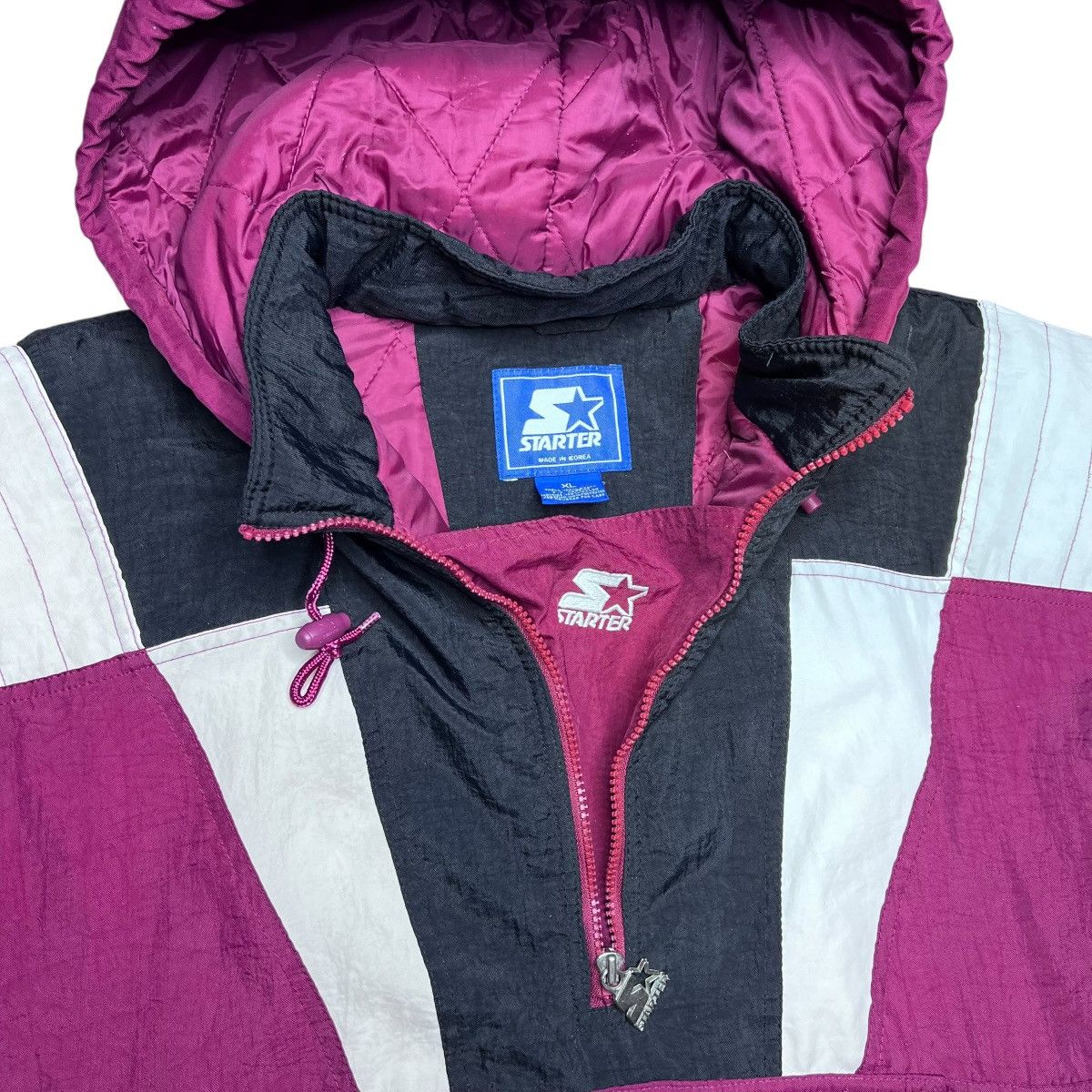 Starter 90s NCAA Arkansas Razorbacks Starter 1/2 Zip Hooded Jacket Size US XL / EU 56 / 4 - 3 Thumbnail