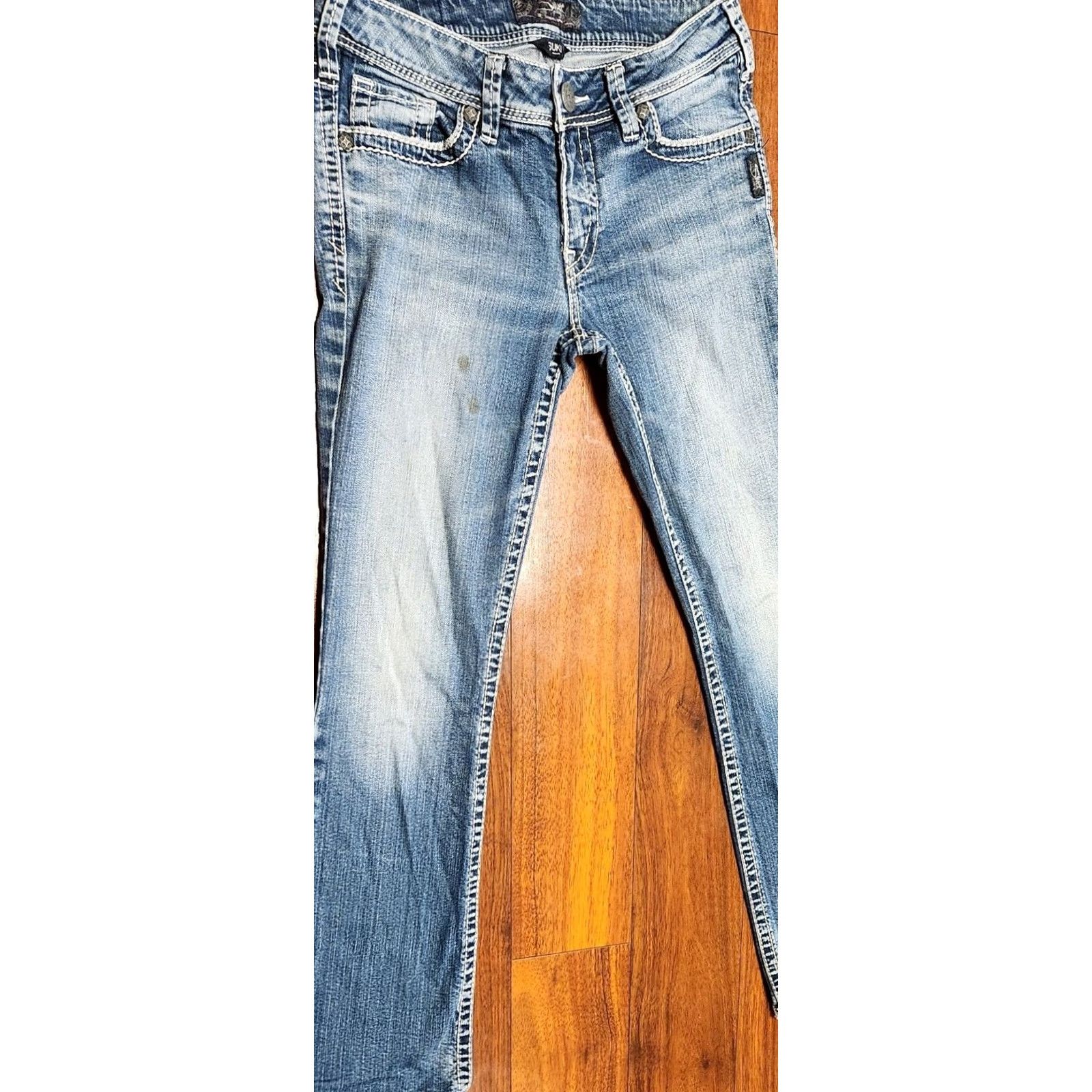 Silver Jeans Co. SILVER SUKI Jeans Women’s 29x32 Medium Wash Denim Stretch Low Rise Bootscut/Regular Fit 5-Pocket Blue Size 29" - 3 Thumbnail