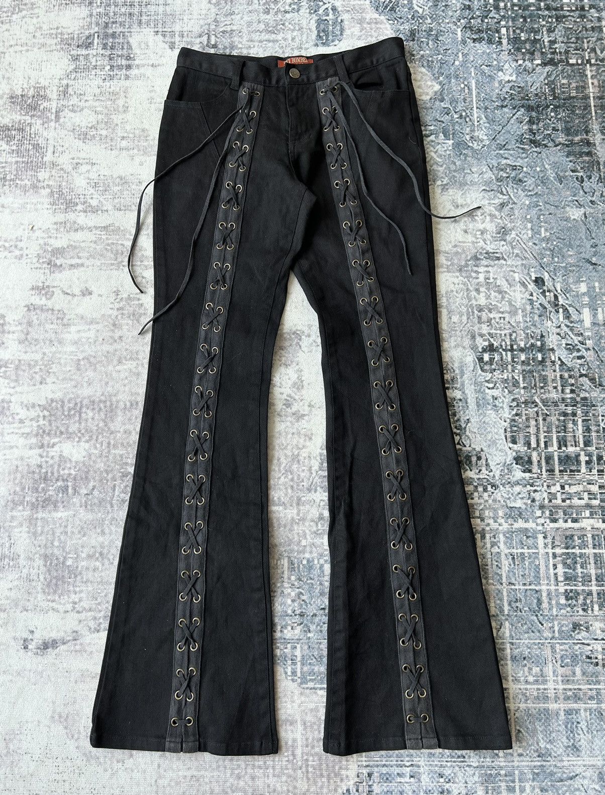 If Six Was Nine Flared Bondage Tactical Punk Sky Bomber Pants Size US 27 - 3 Thumbnail