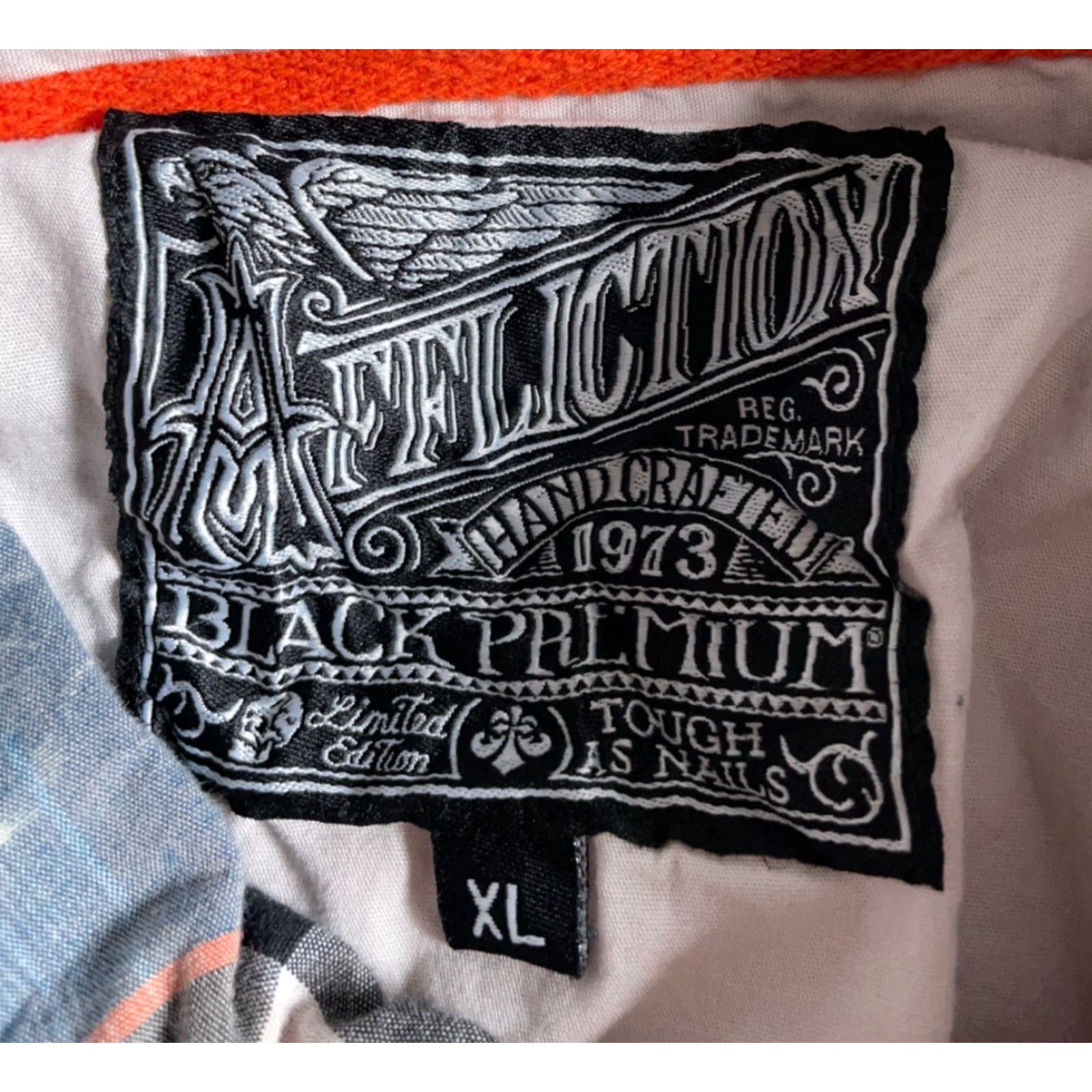 Affliction Affliction Shirt Western Plaid Long Sleeve Button-Up XL Men Blue Cotton Spandex Faux Distressing Embroideries Pearl Snap XLarge Vintage No Size US XL / EU 56 / 4 - 3 Thumbnail