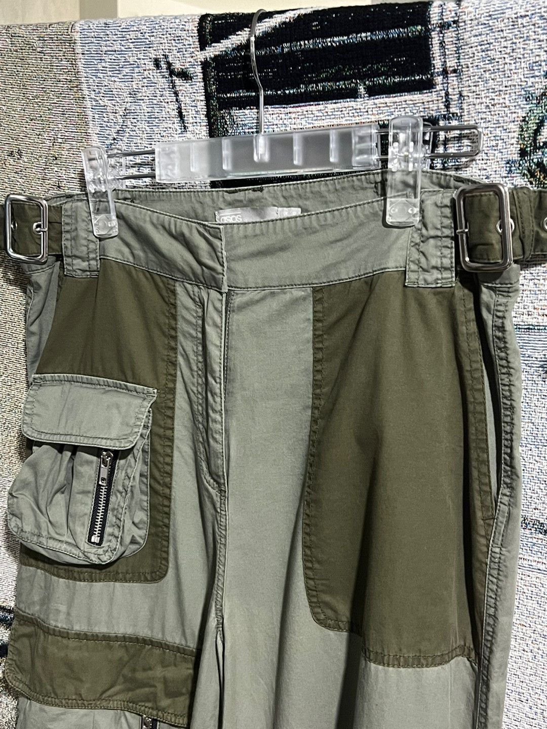 Asos ASOS Parachute Bondage Cargo Pants Khaki Size US 31 - 3 Thumbnail