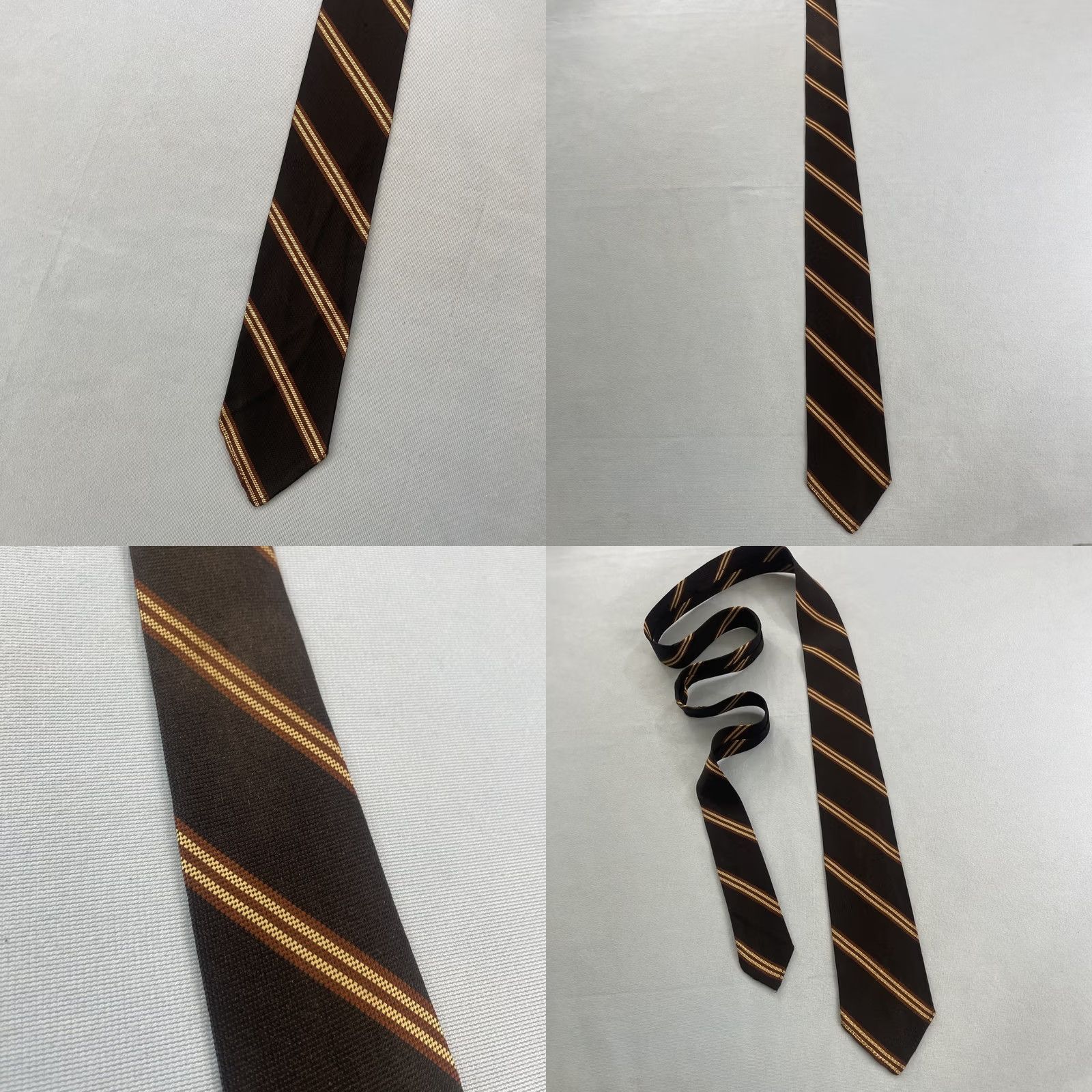 Arrow Vtg 60s 70s Repp Stripe Tie Woven Poly Navy Brown Exec Narrow Cravat 2.5x55 Capsule Necktie Mens Size ONE SIZE - 10 Thumbnail