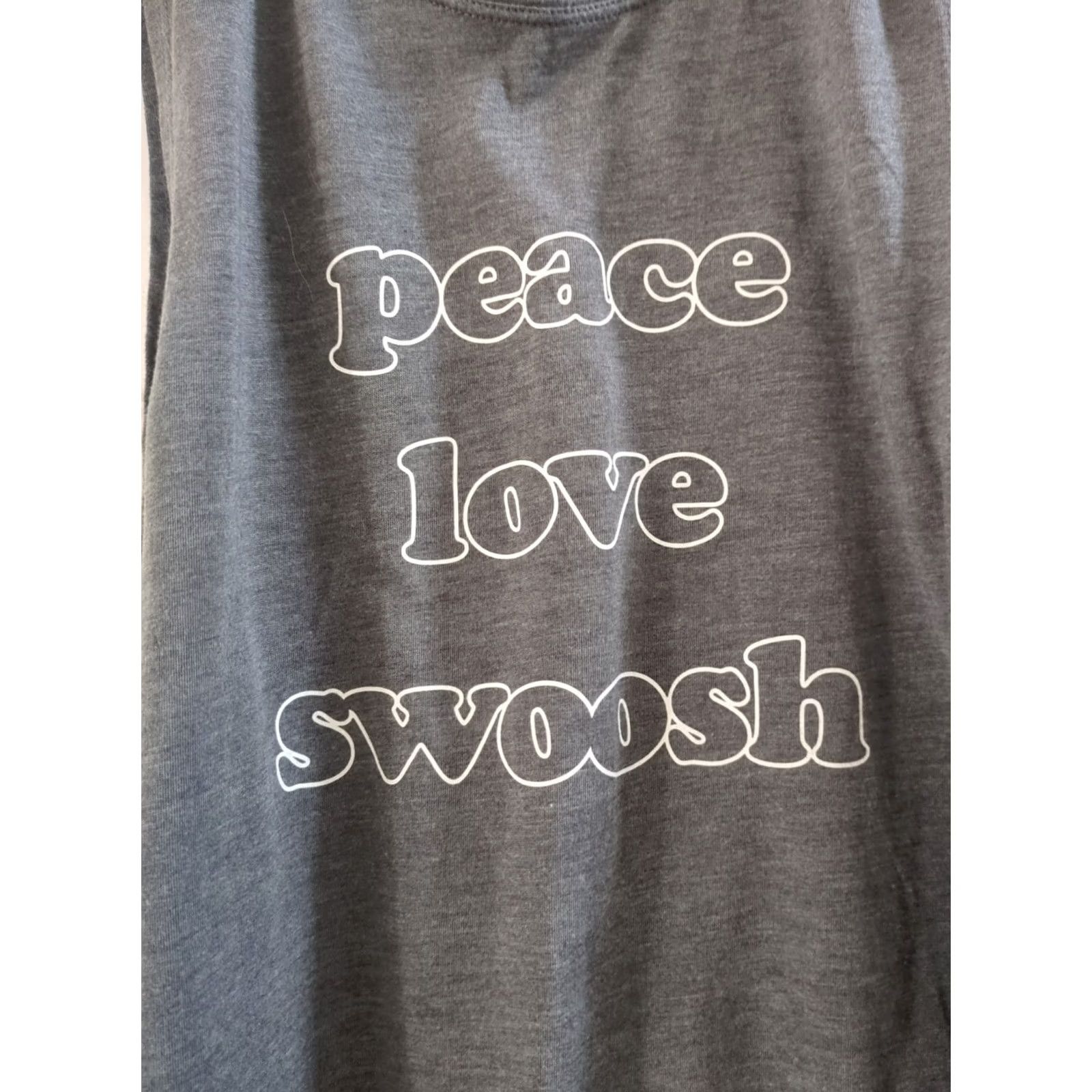 Nike Nike Tank Women's Gray Sleeveless Peace Love Swoosh M Medium Shirt Size M / US 6-8 / IT 42-44 - 2 Thumbnail
