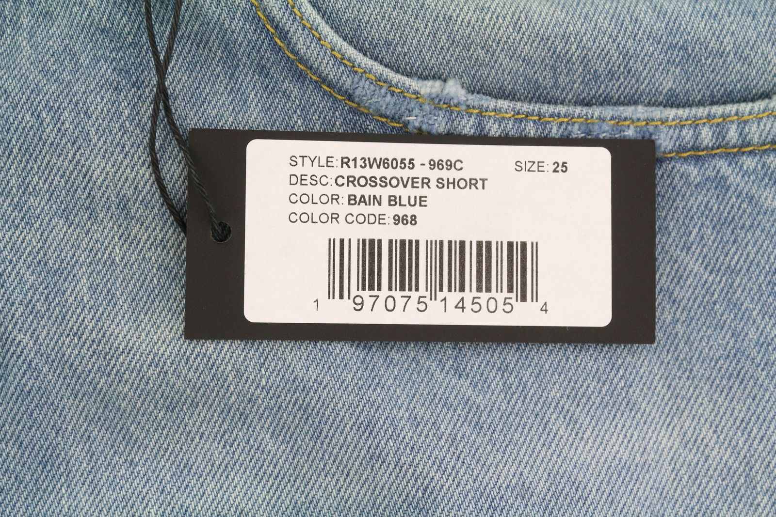 R13 CROSS OVER 25 Washed Denim Blue Asymmetrical Shorts 86146 Size 25" / US 0 / IT 36 - 7 Thumbnail