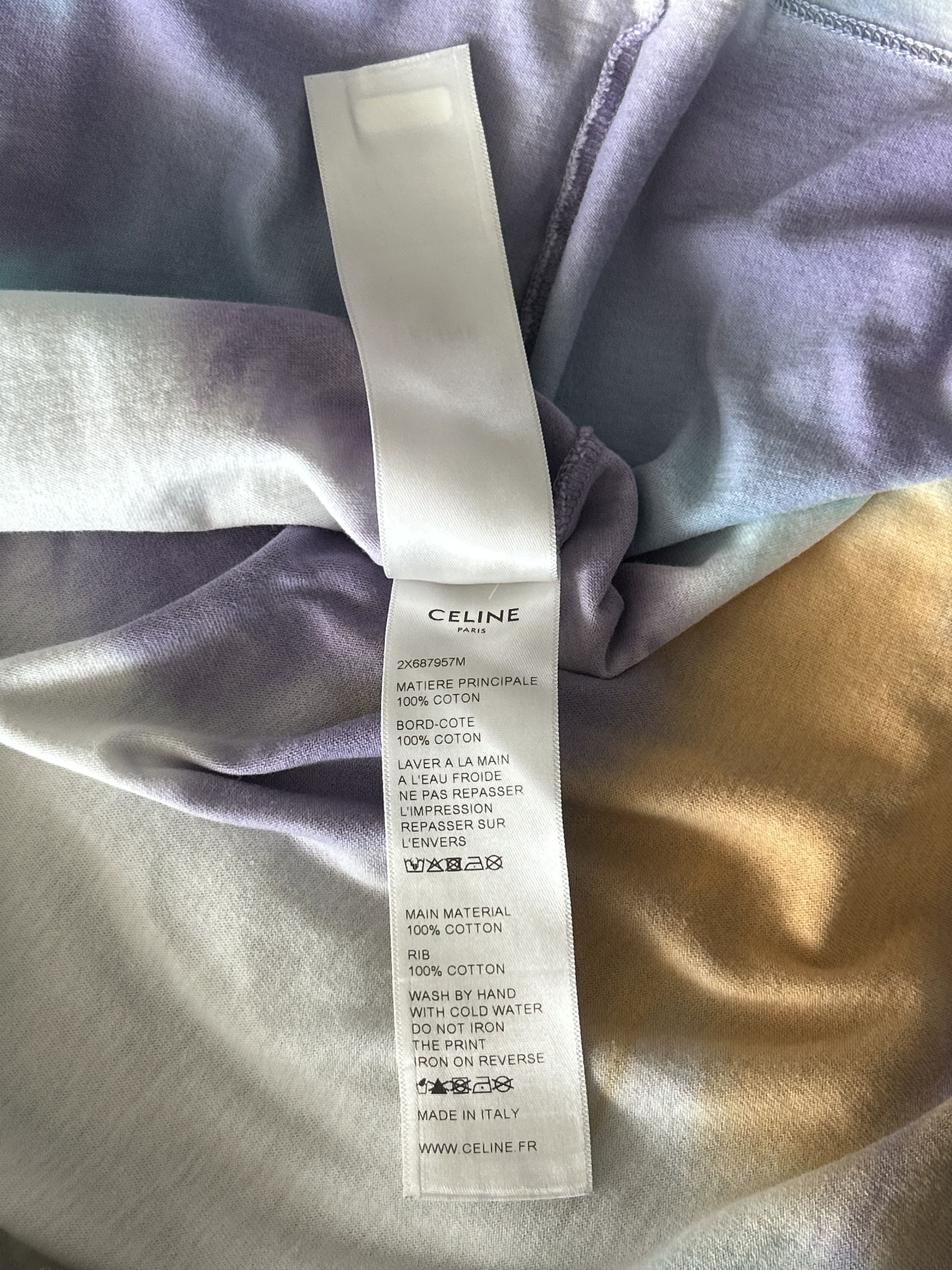Celine Celine Tie-Dye & Black Studded Logo T-Shirt Size US L / EU 52-54 / 3 - 5 Thumbnail