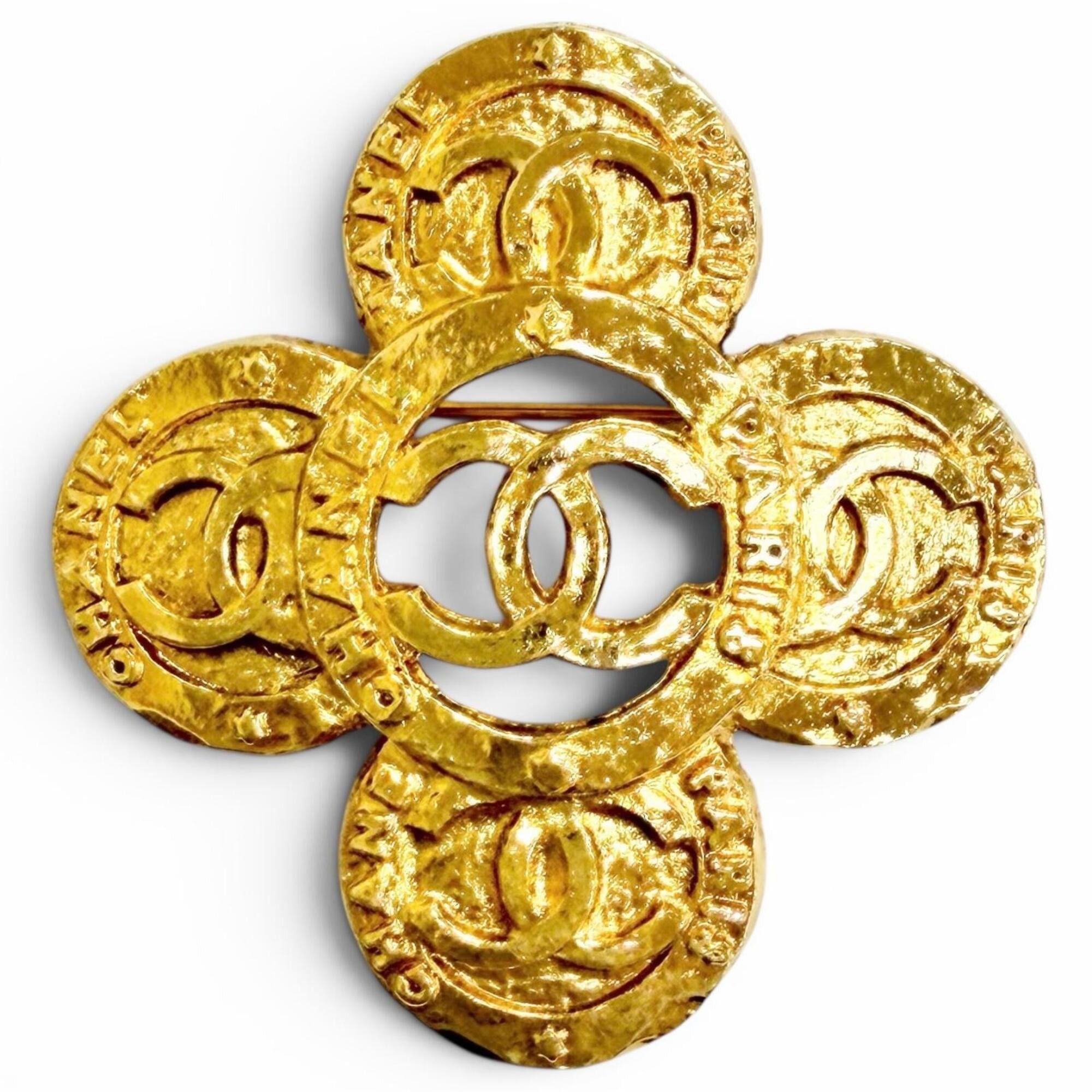 Chanel CHANEL Vintage 28 Coco Mark Flower Motif Brooch, Gold, Made in France, Women's, Highly Recommended ◎ Size ONE SIZE - 1 Thumbnail