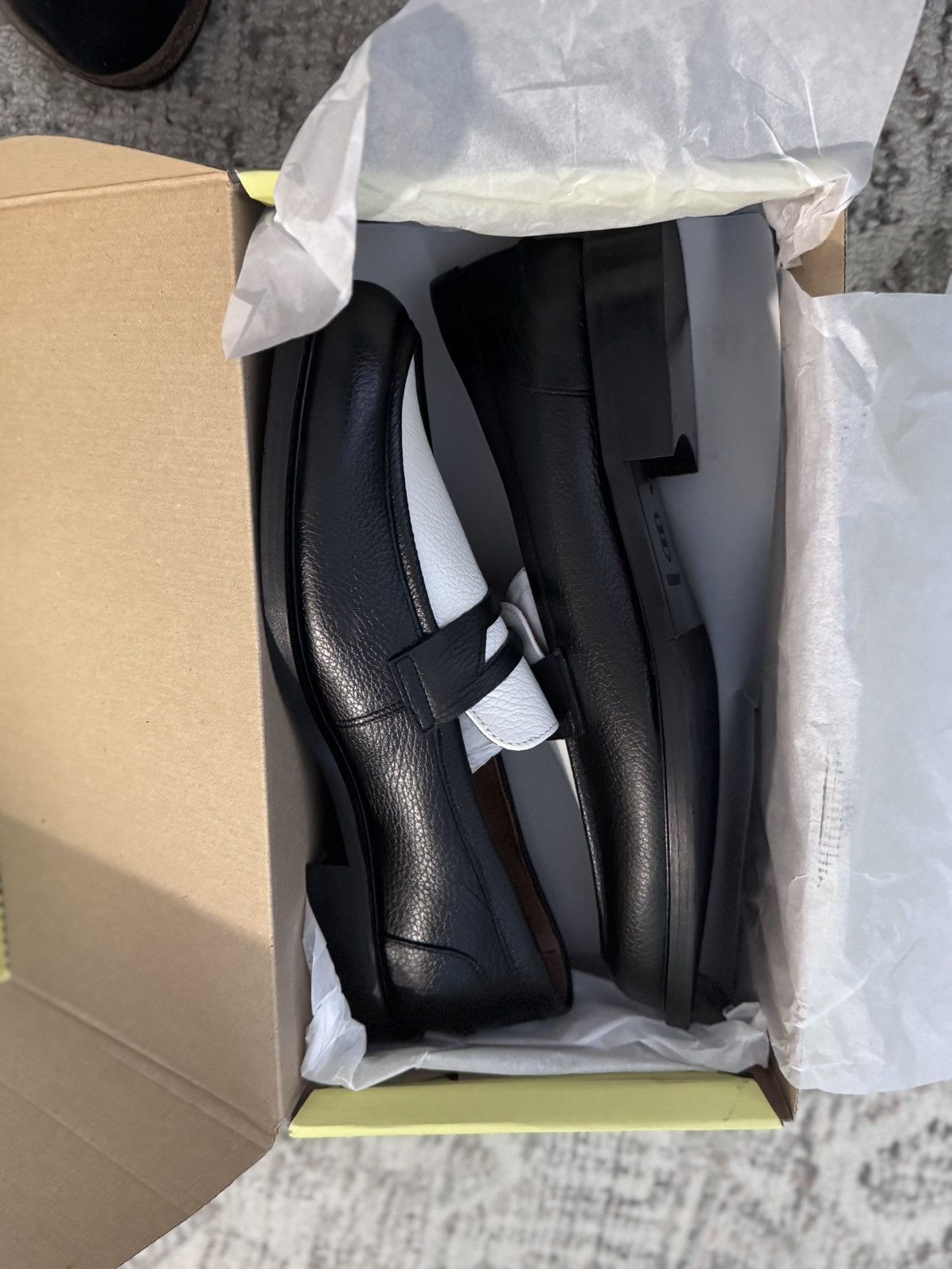 J.Lindeberg J.Lindeberg Dean Black White Leather Penny Loafers Size US 12 / EU 45 - 9 Thumbnail