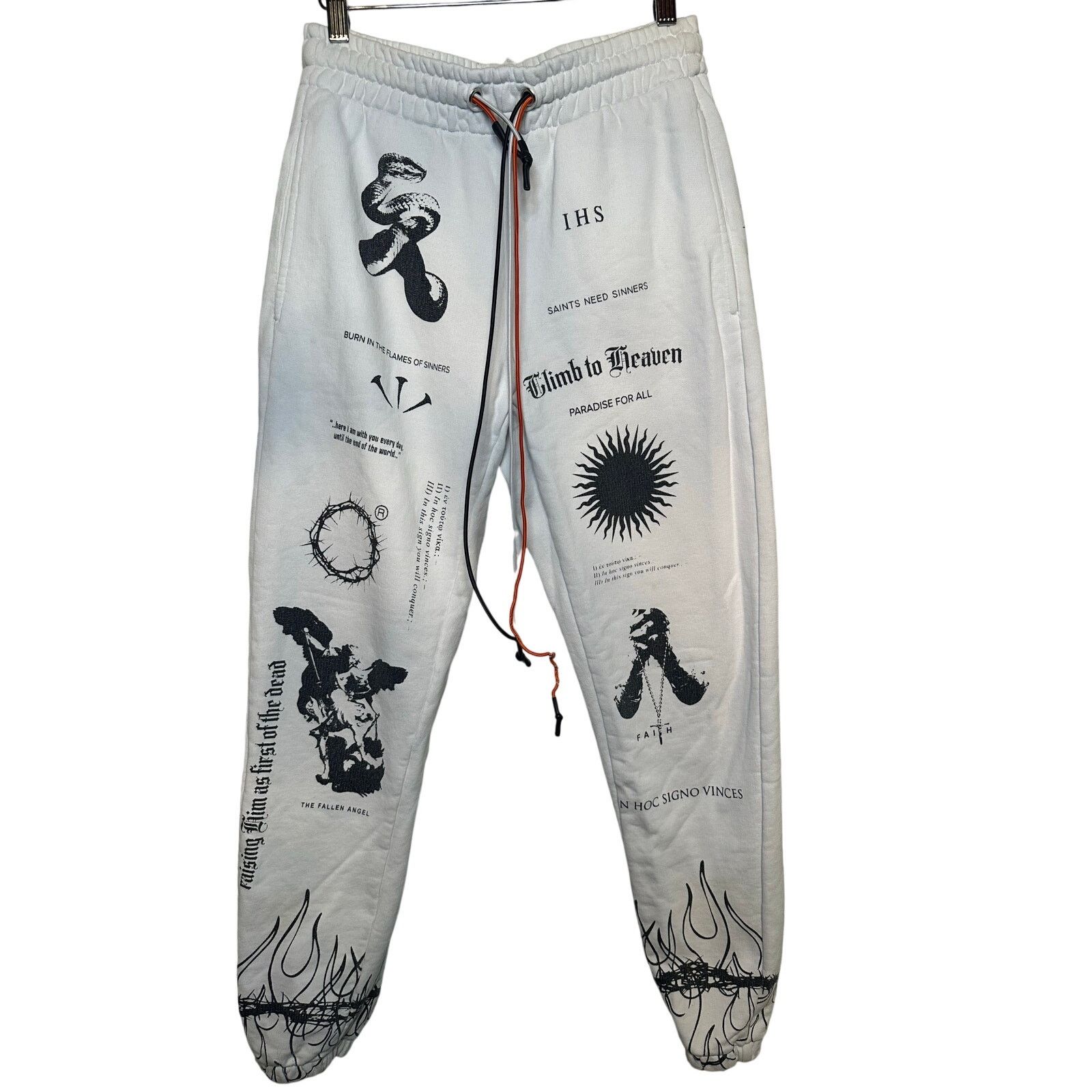Other IHS Manifesto Graphic White Track Pants S Joggers Cotton Size US 26 / EU 42 - 1 Thumbnail