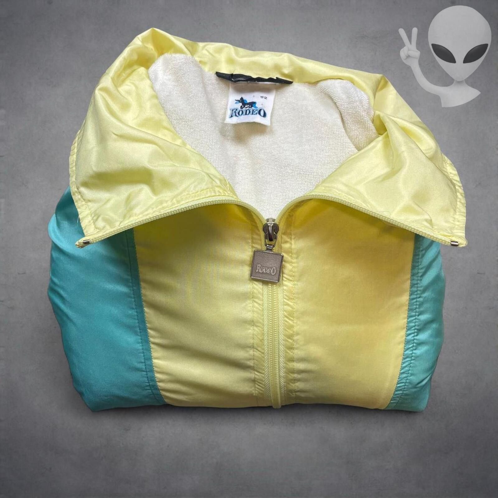Romeo Gigli Rodeo Windbreaker Jacket Large Yellow Aqua Vintage 80s USA Size US L / EU 52-54 / 3 - 8 Thumbnail