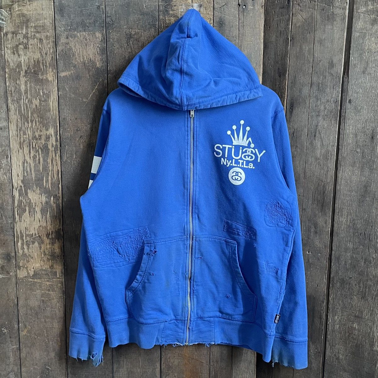 Stussy Vintage Stussy Distressed Borro Hoodie Size US L / EU 52-54 / 3 - 2 Thumbnail