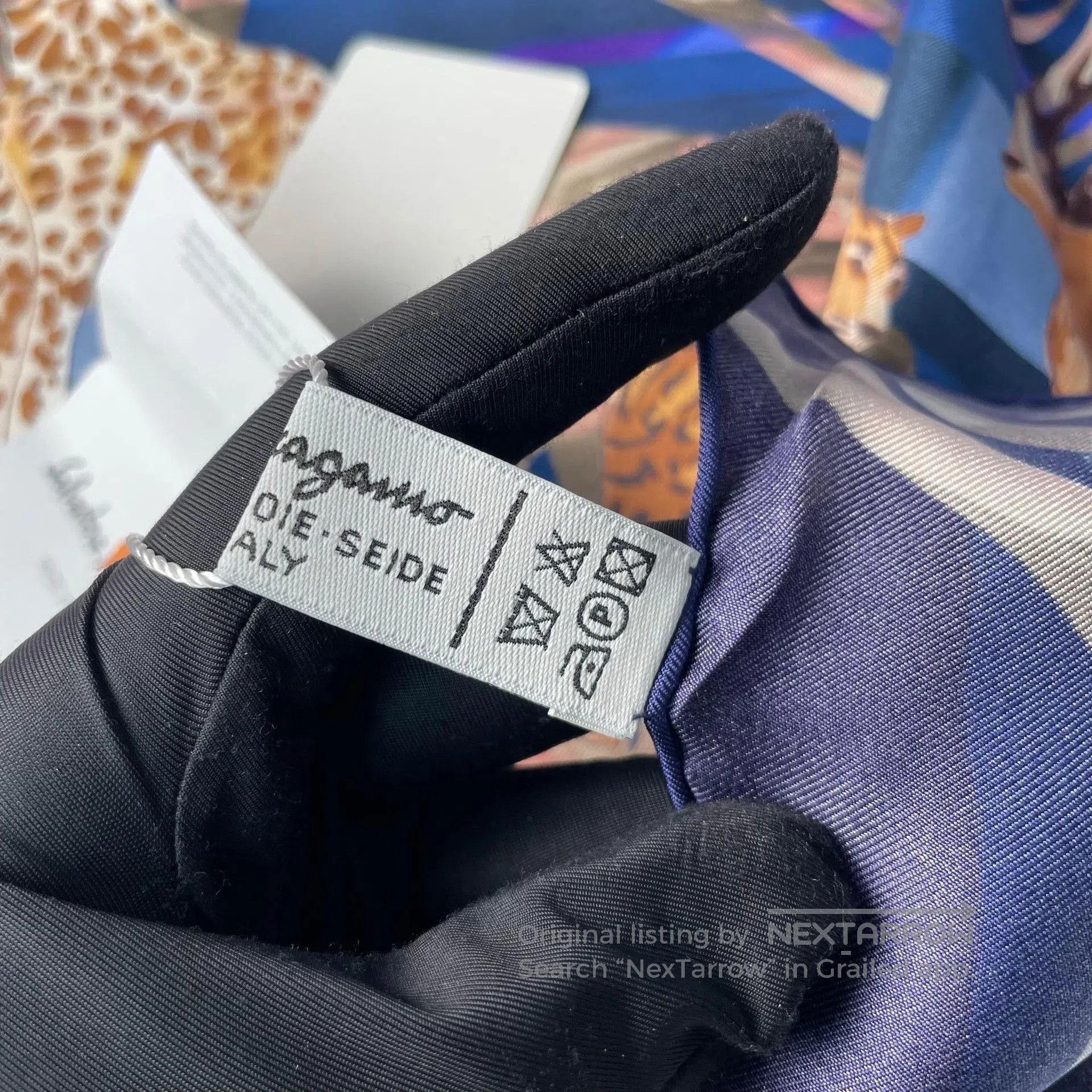 Fendi FENDI Dark Blue Colorful Zoo Series Silk Scarf| Size ONE SIZE - 7 Thumbnail