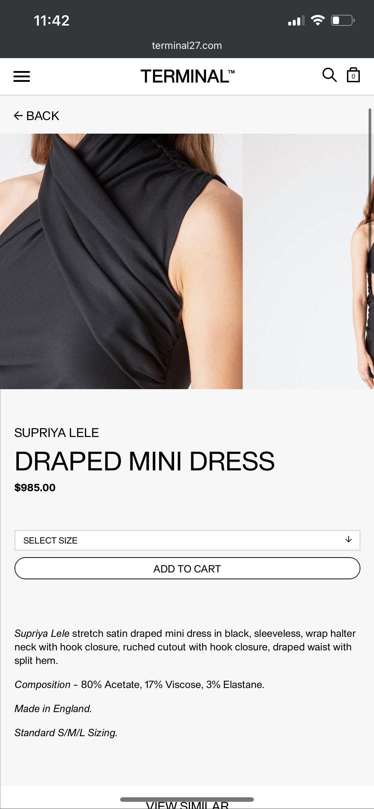Other $985 NWT SUPRIYA LELE DRAPED MINI DRESS Size S / US 4 / IT 40 - 5 Thumbnail