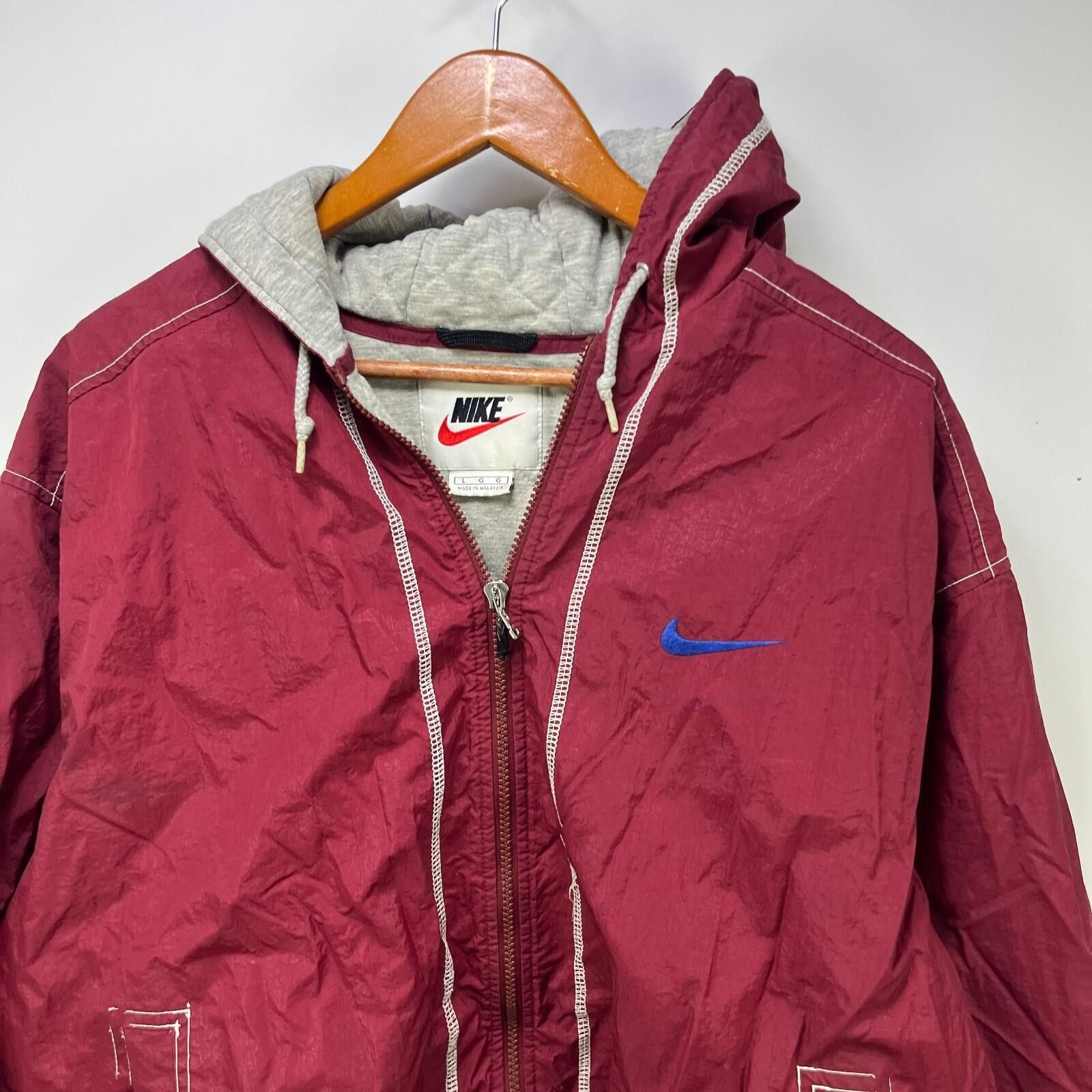 Nike Vintage 90s Nike Big Swoosh Hooded Jacket Large Size ONE SIZE - 4 Thumbnail