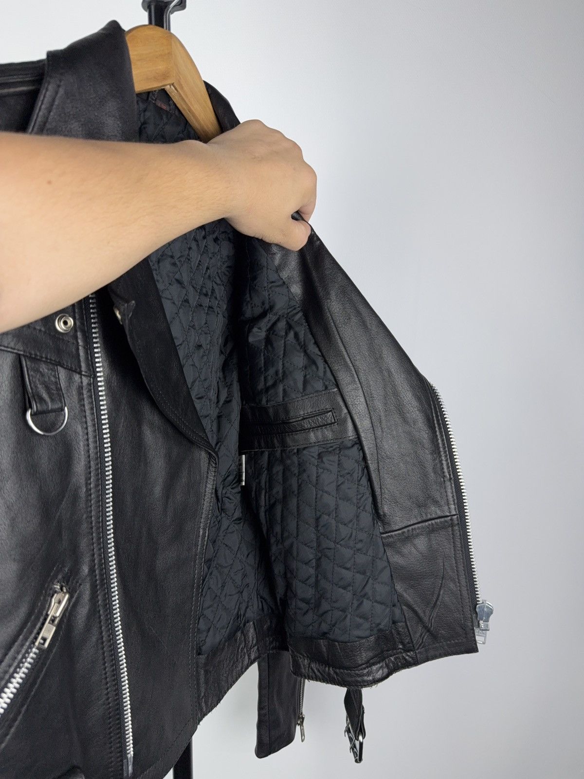 Leather Vintage Genuine Leather MOTO Bomber Jacket Rock Punk Rick Size S / US 4 / IT 40 - 9 Thumbnail