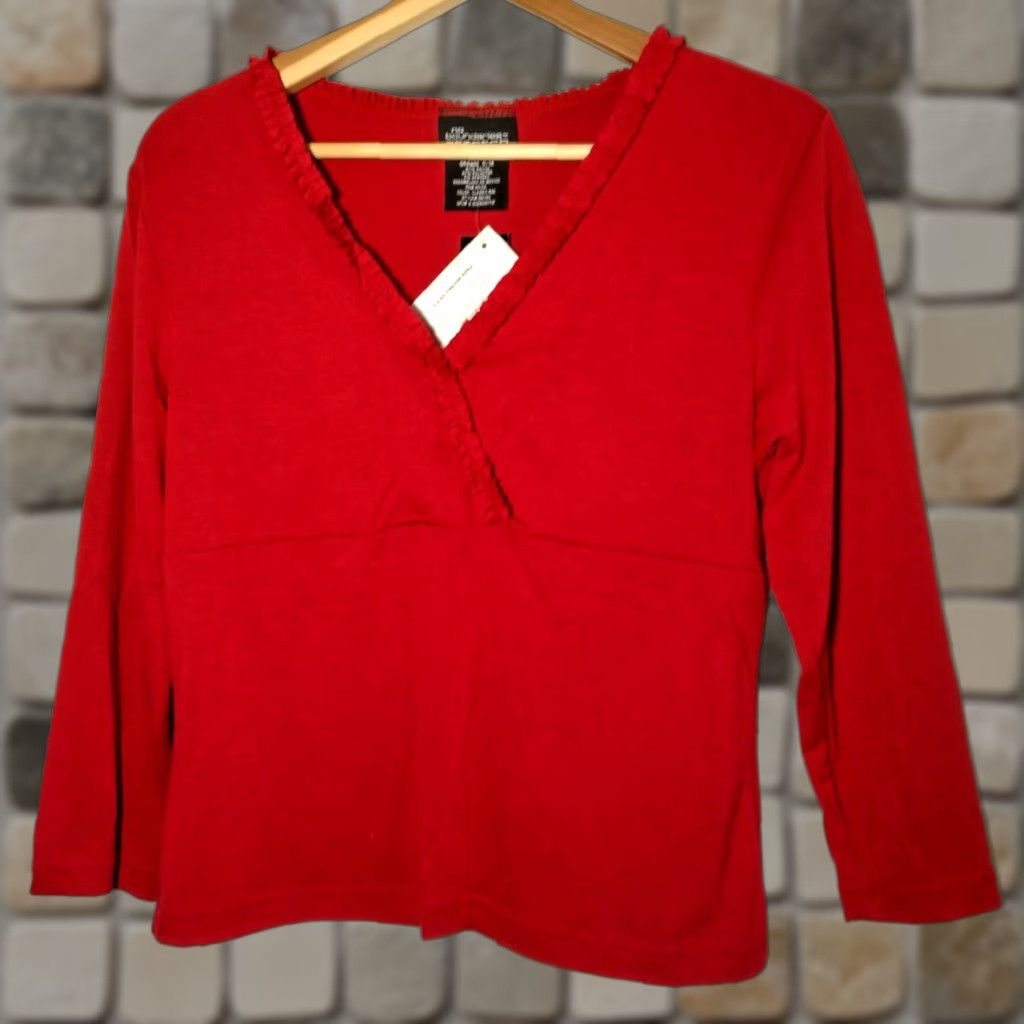 Vintage VINTAGE No Boundaries Shirt Women L Red V-Neck Knit Long Sleeve Ruffle NOS Y2K Vintage Shirts Womens L Red Size L / US 10 / IT 46 - 1 Thumbnail
