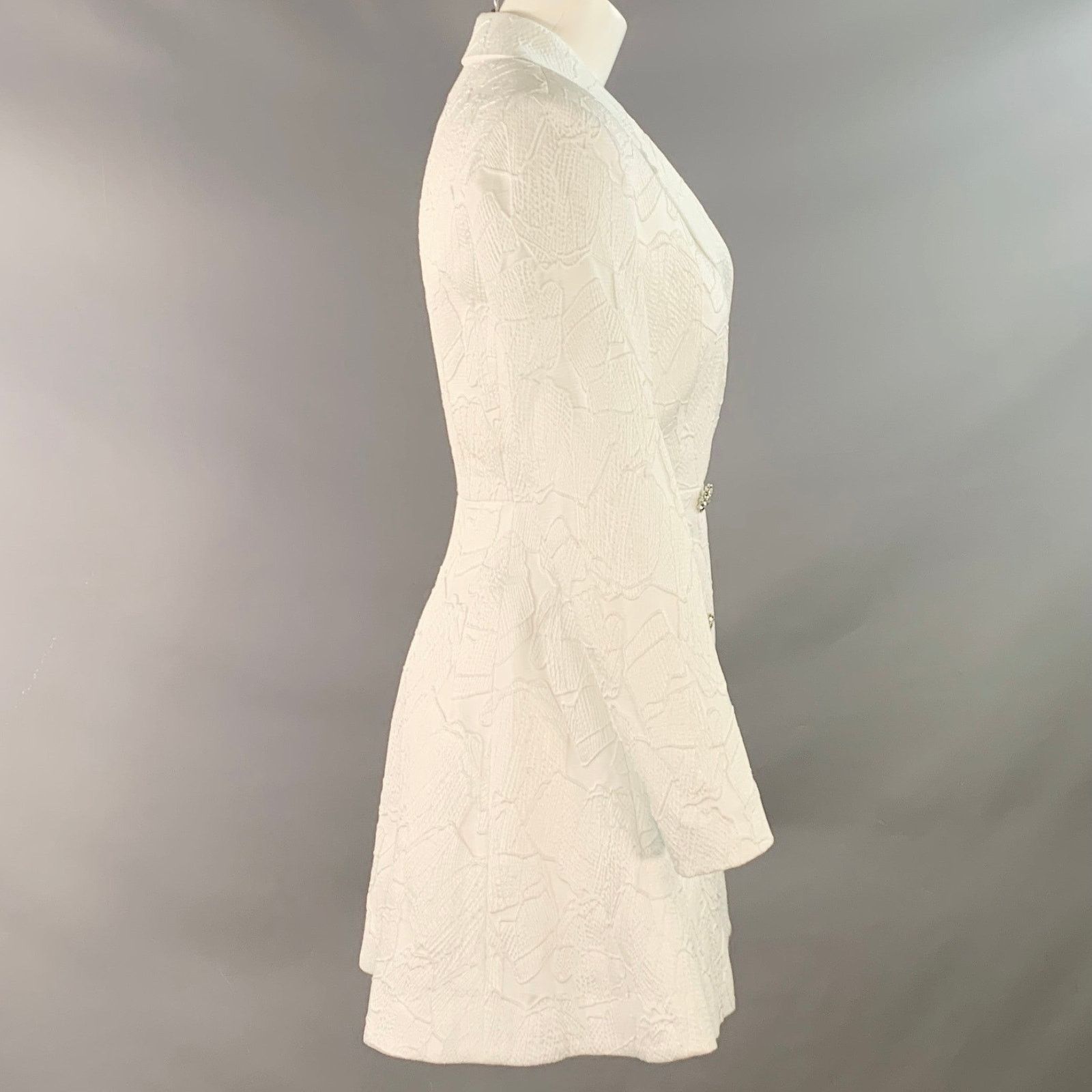 ROTATE Size M White Polyester Blend Jacquard Double Breasted Jacket Size M / US 6-8 / IT 42-44 - 3 Thumbnail