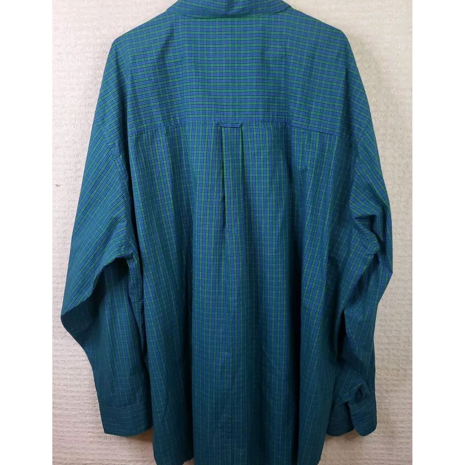 Chaps CHAPS Easy Care Shirt Green Blue Plaid Men's 4XB Button-Up Twill Casual Long Sleeve Size US XXL / EU 58 / 5 - 7 Thumbnail