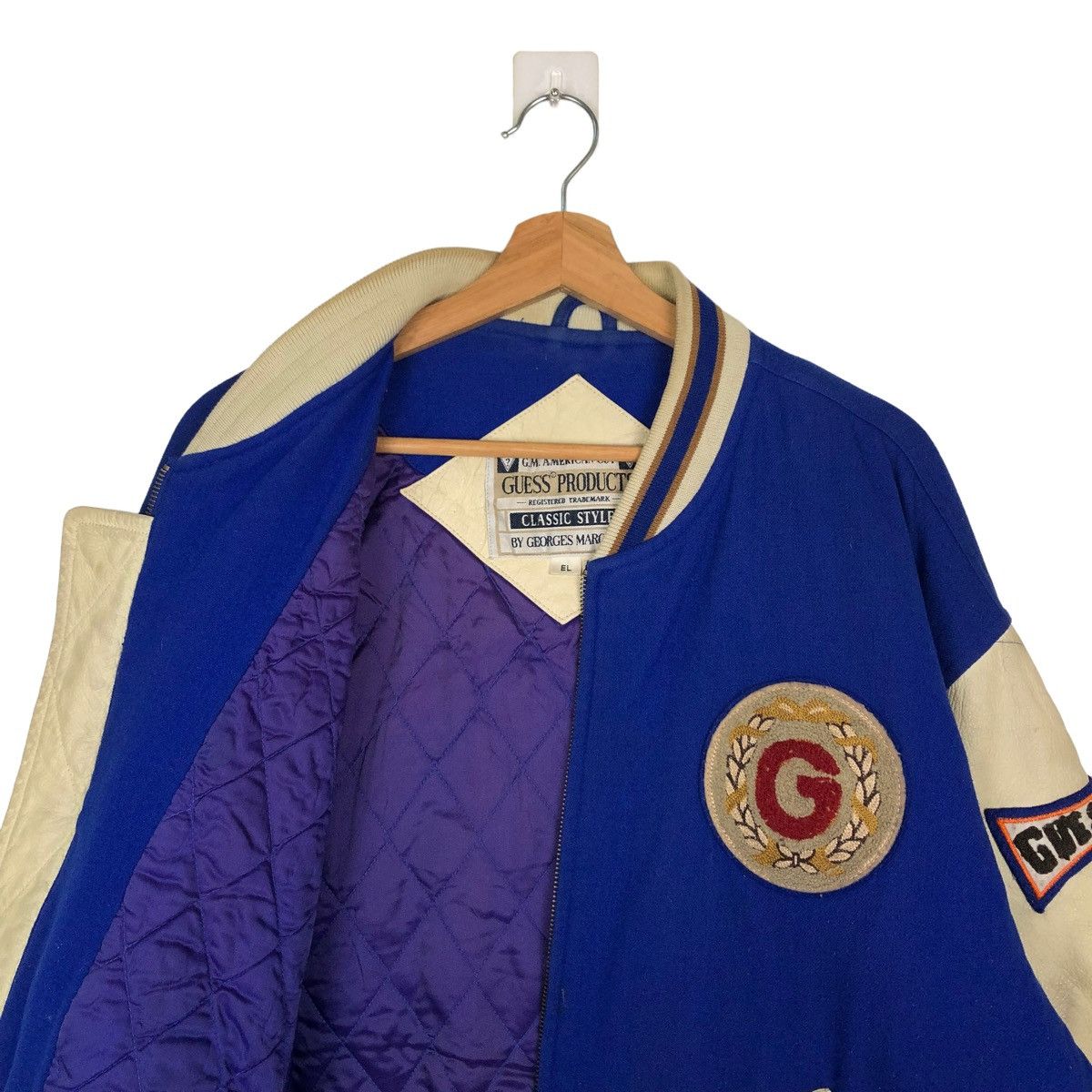 Guess 📌ACCEPT BINDING OFFER📌VINTAGE GUESS LEATHER VARSITY JACKET Size US L / EU 52-54 / 3 - 9 Thumbnail