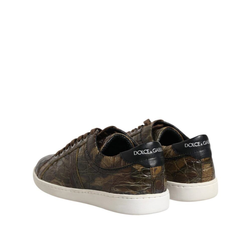 Dolce & Gabbana Dolce & Gabbana Brown Exotic Leather Low Top Sneakers Shoes Size US 7 / EU 40 - 5 Thumbnail