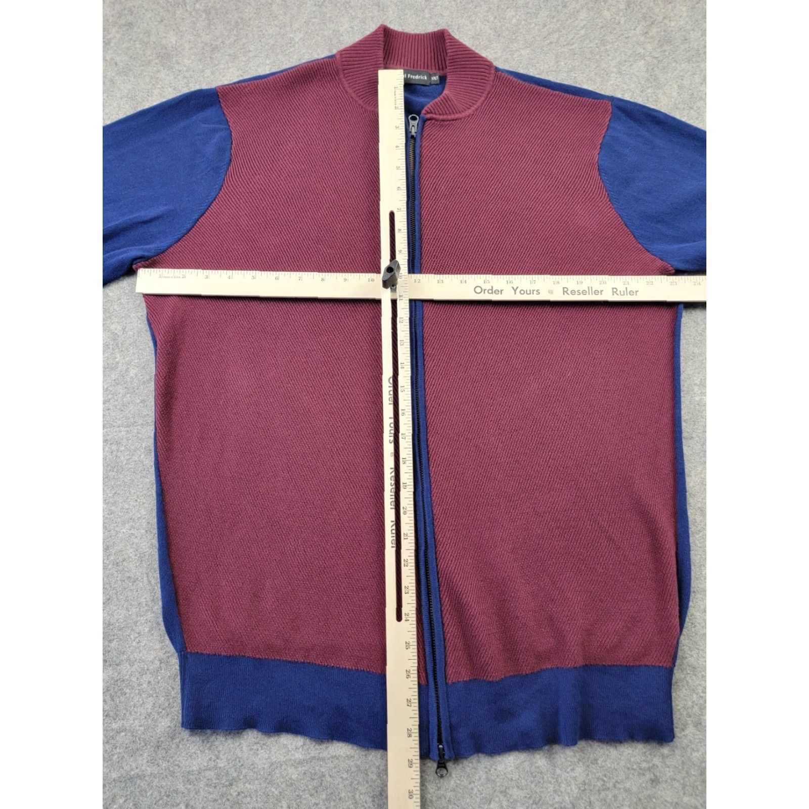 Vintage VINTAGE Paul Fredrick Sweater Mens 2XLT Red Blue Full Zip 100% Cotton Size US XXL / EU 58 / 5 - 7 Thumbnail