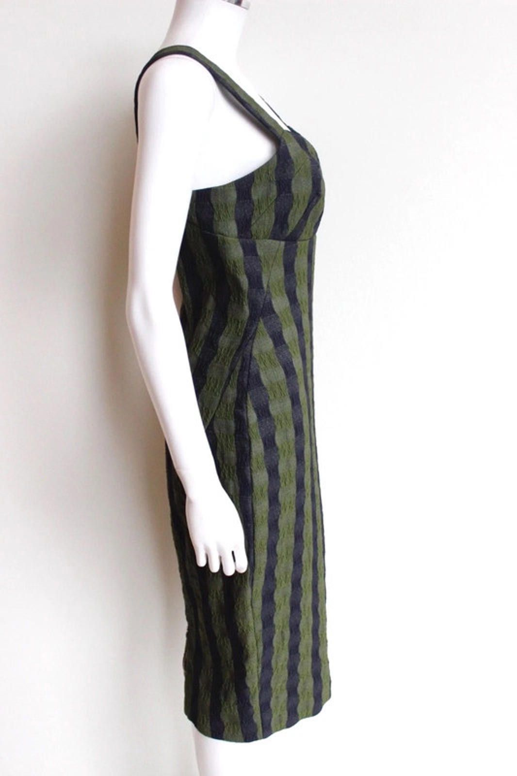 Other Victoria Beckham Gingham Navy Khaki stretch-knit dress UK 10 Size M / US 6-8 / IT 42-44 - 4 Thumbnail