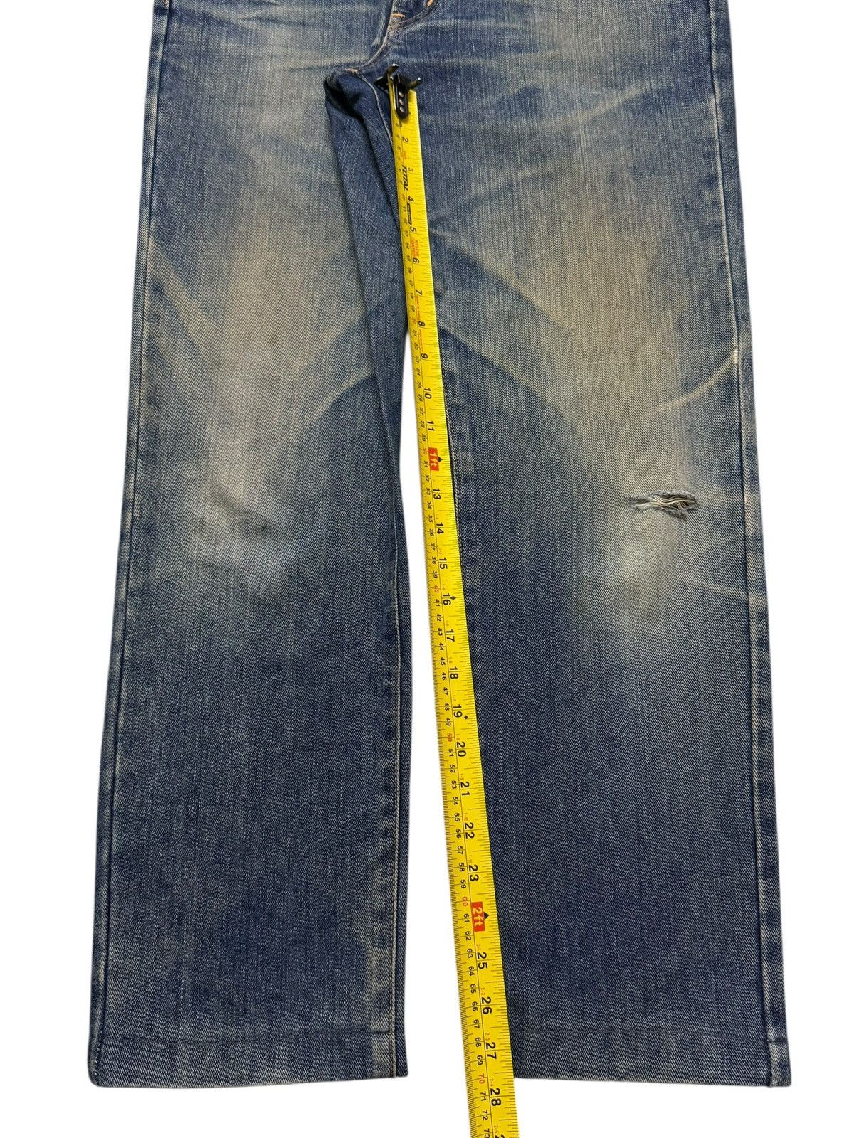 Edwin Vintage 90s Japan Edwin Blue Mud Wash Whiskers Distress Size US 32 / EU 48 - 11 Thumbnail