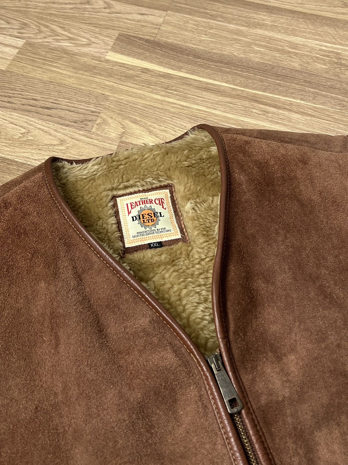 Diesel Rare Diesel LTD Leather Sheepskin Brown Vest Size XL-XXL Size US XL / EU 56 / 4 - 7 Thumbnail