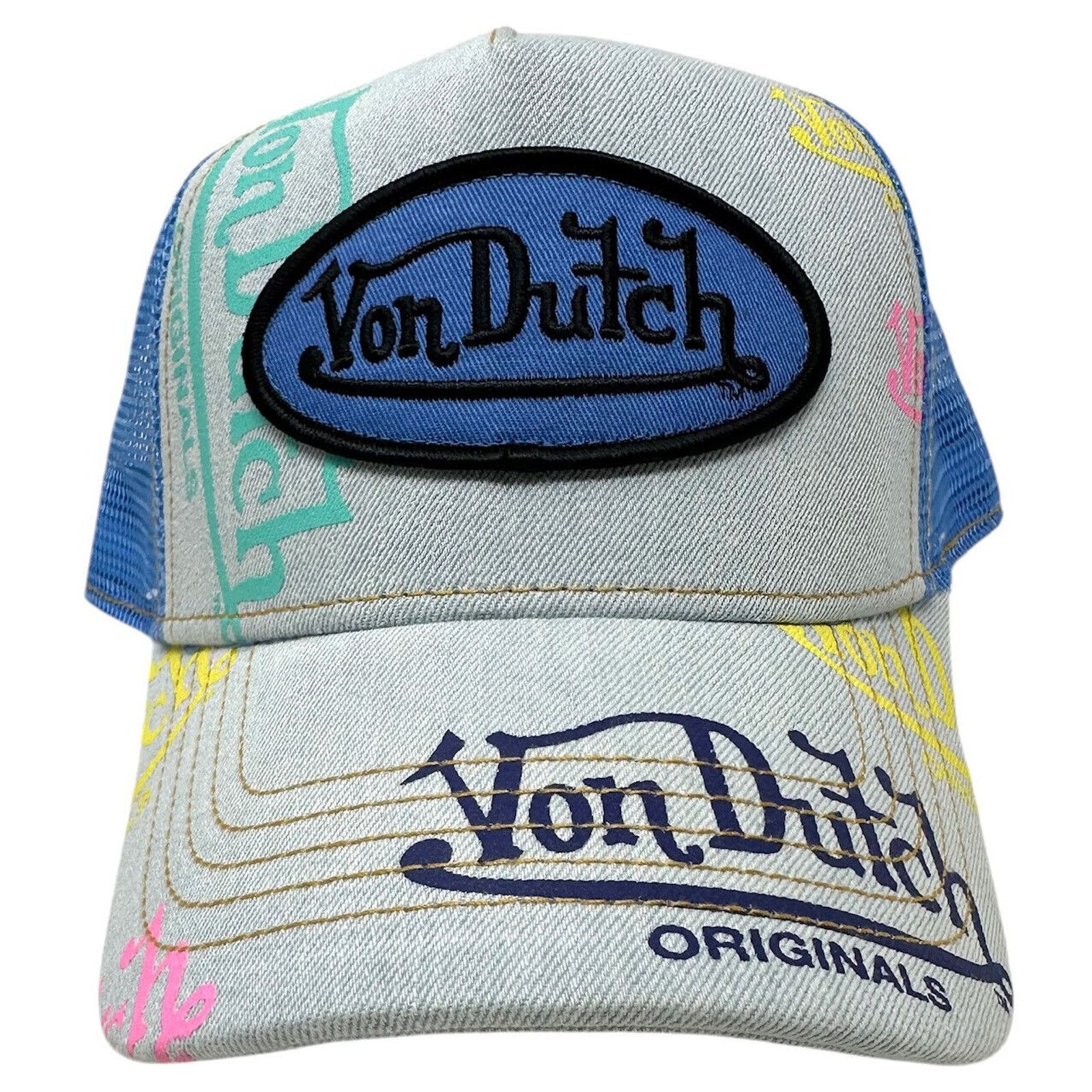 Von Dutch Von Dutch Trucker Hat Denim Half Blue Snapback Cap Size ONE SIZE - 2 Thumbnail