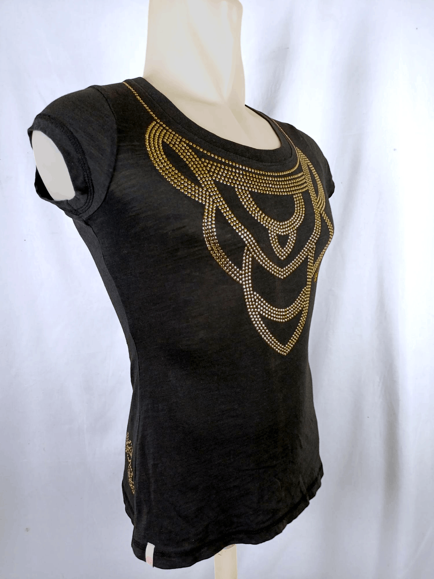 Body Glove BODY GLOVE Black & Gold Embellished Peplum Halter Top Size US M / EU 48-50 / 2 - 2 Thumbnail