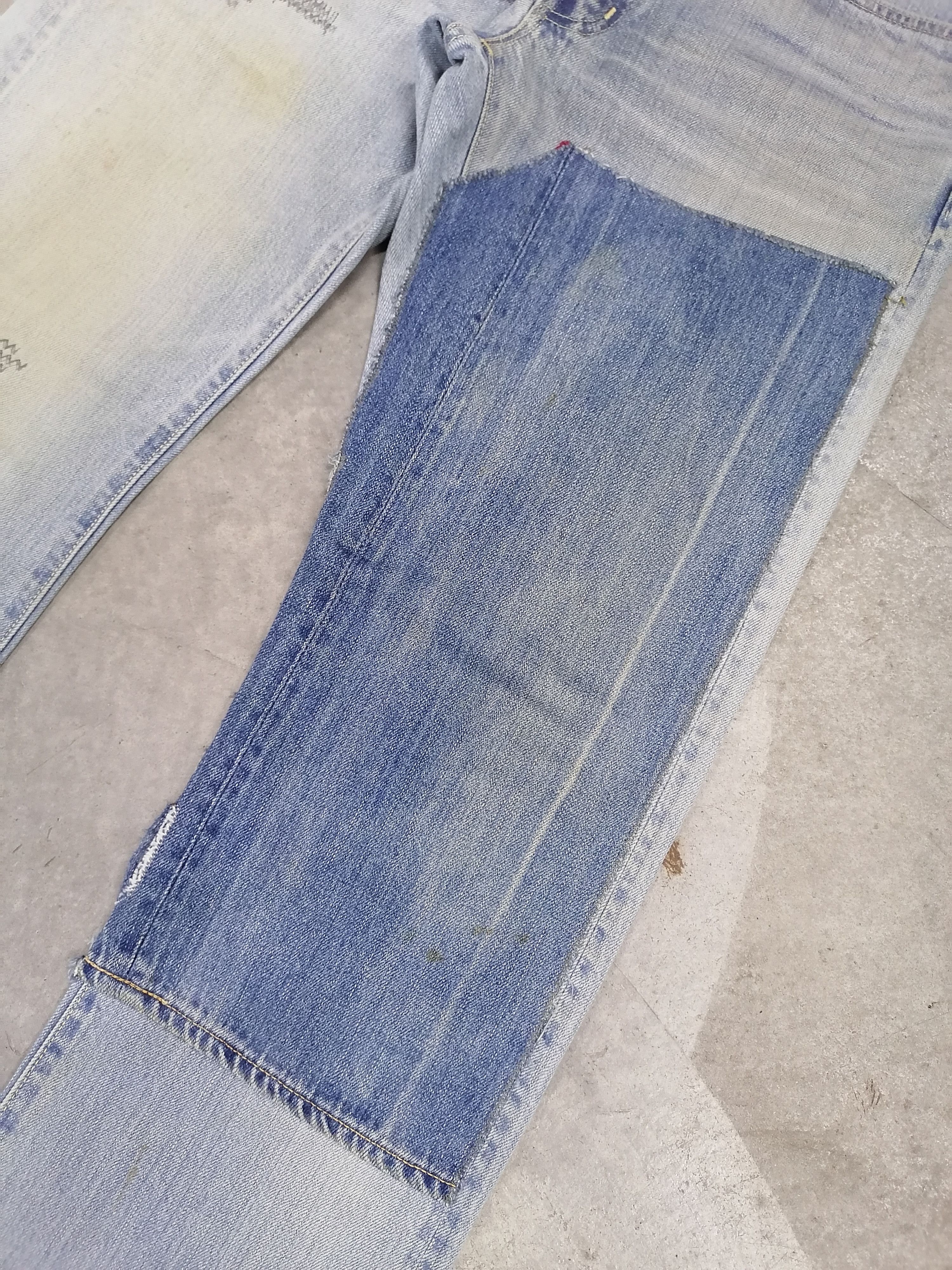 Blue Blue Japan × Japanese Brand Blue Blue Japan Patchwork Distressed Denim Pants Size US 30 / EU 46 - 4 Thumbnail