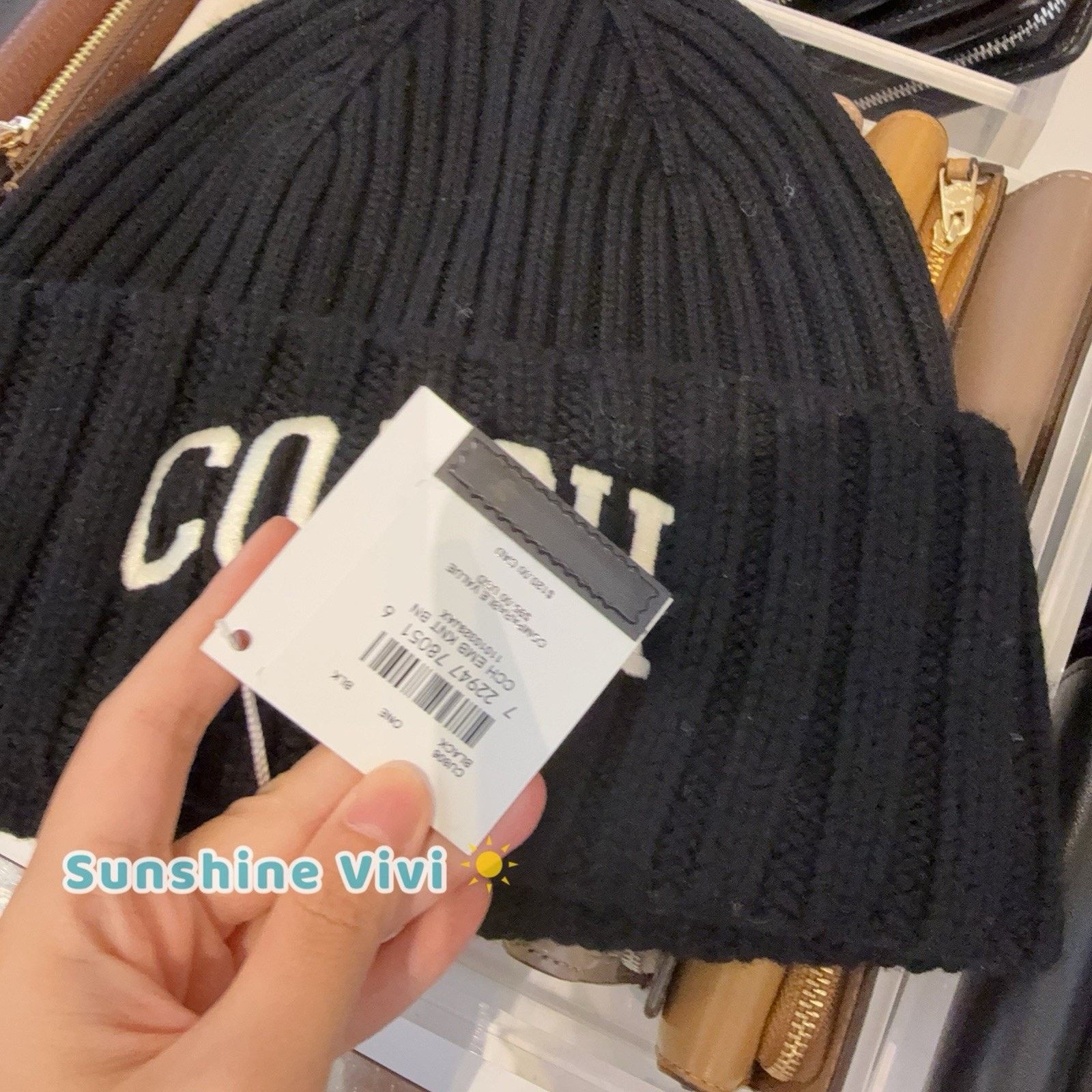 Coach NWT Coach 1941 Embroidered Knit Beanie Wool CU806 Black Size ONE SIZE - 3 Thumbnail
