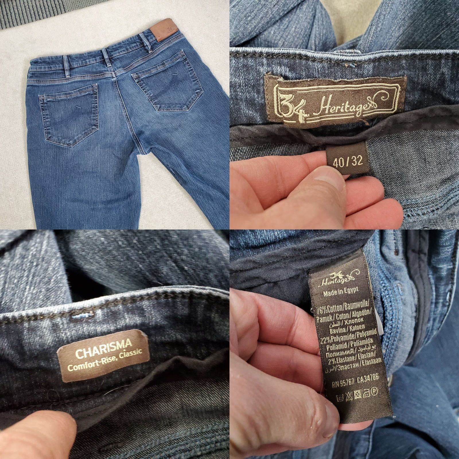 Vintage 34 Heritage Jeans Mens 37x31 Blue Charisma Comfort Rise Classic Relaxed Stretch Denim Size US 37 - 8 Thumbnail