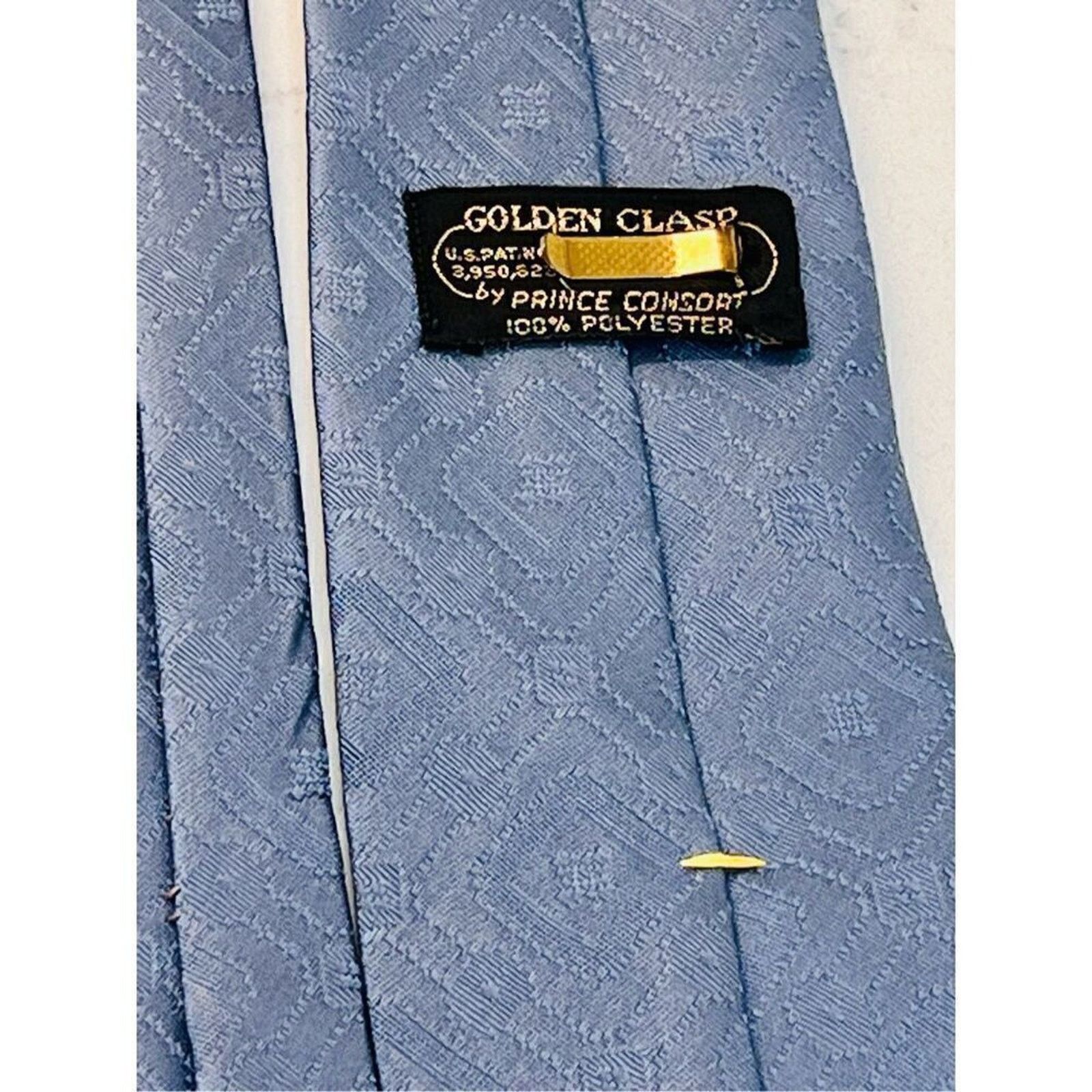 Other Vintage 70s Golden Clasp Prince Consort 58'x3" Blue Necktie Size ONE SIZE - 2 Thumbnail