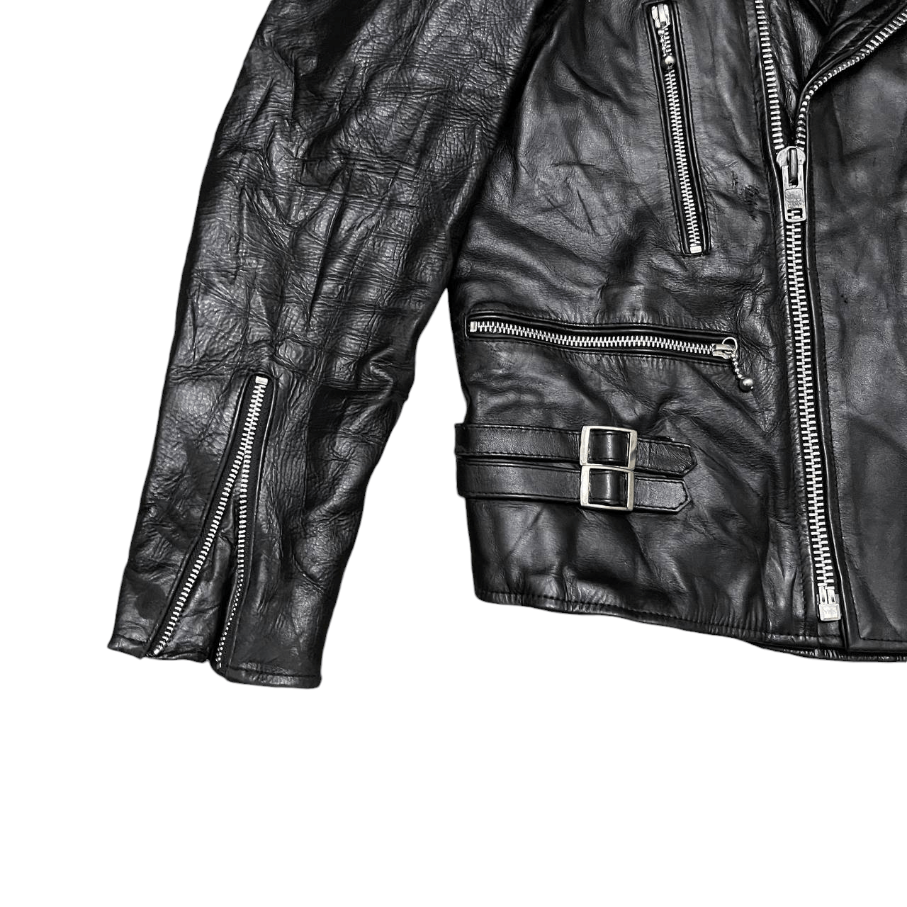 Leather Vintage Motorcycle Double Collar Cowhide Leather Jacket Size US M / EU 48-50 / 2 - 3 Thumbnail