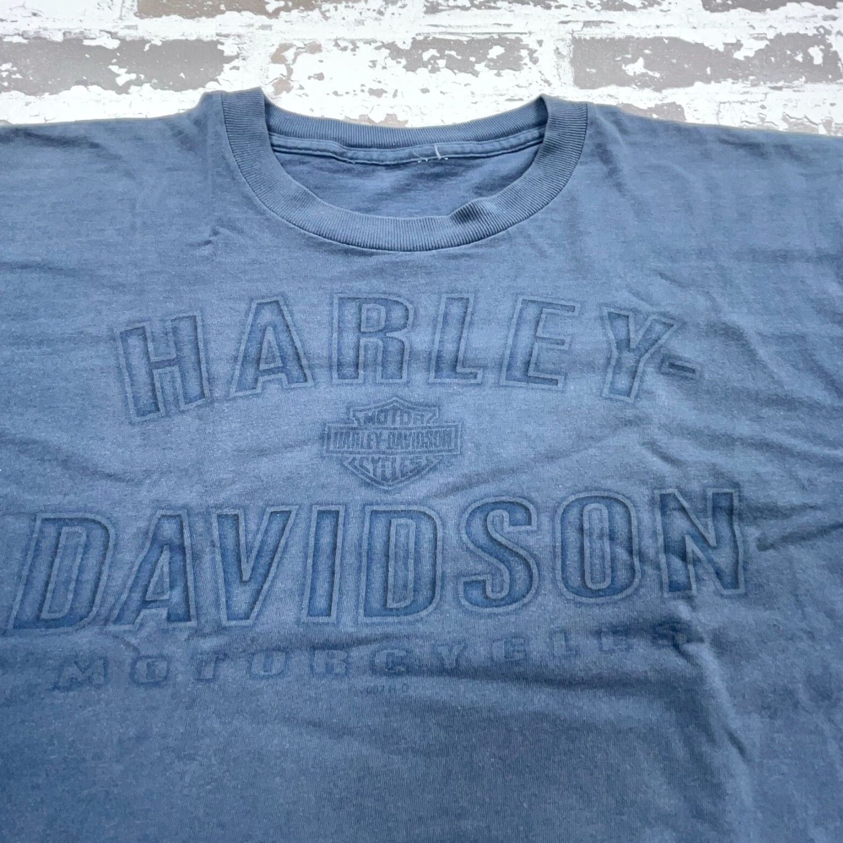 Harley Davidson VINTAGE Harley-Davidson Shirt Graphic Print Adult Large Blue Double-Sided 80s Biker Mens Size US L / EU 52-54 / 3 - 4 Thumbnail