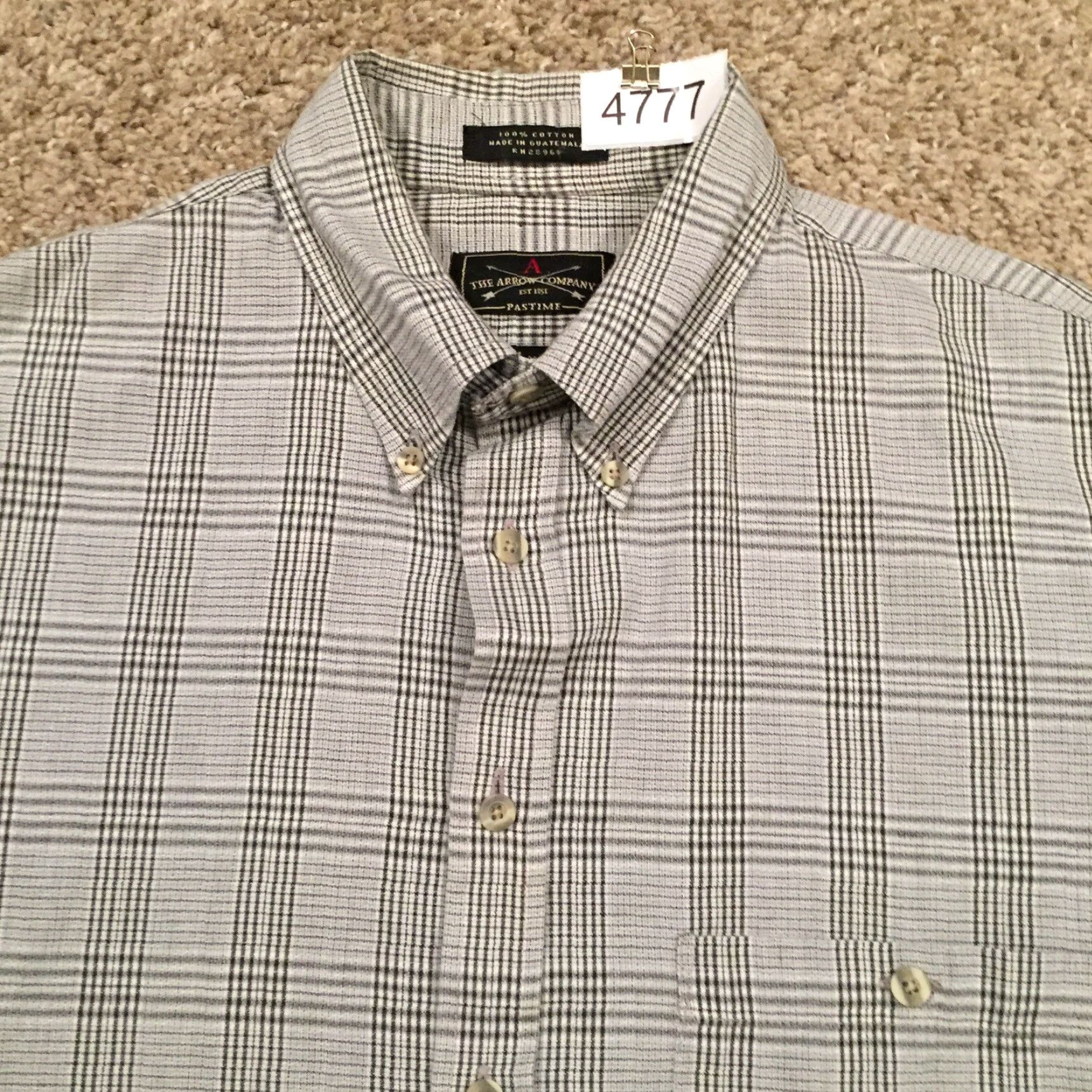 Arrow Arrow Shirt Mens 17 Gray Plaid Long Sleeve Button Up Size US XL / EU 56 / 4 - 3 Thumbnail
