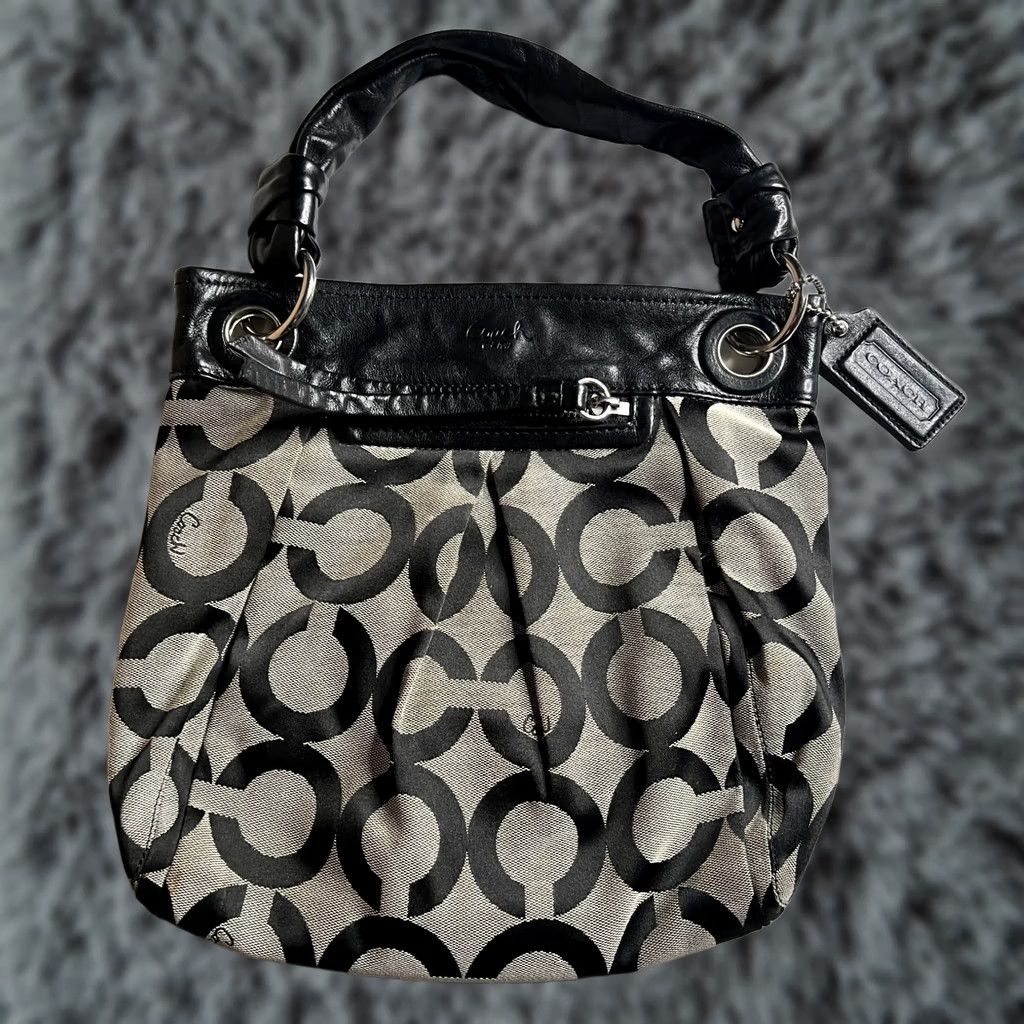 Coach Coach Signature Canvas Leather Hobo Shoulder Bag Black Gray L0893-13420 Size ONE SIZE - 1 Thumbnail