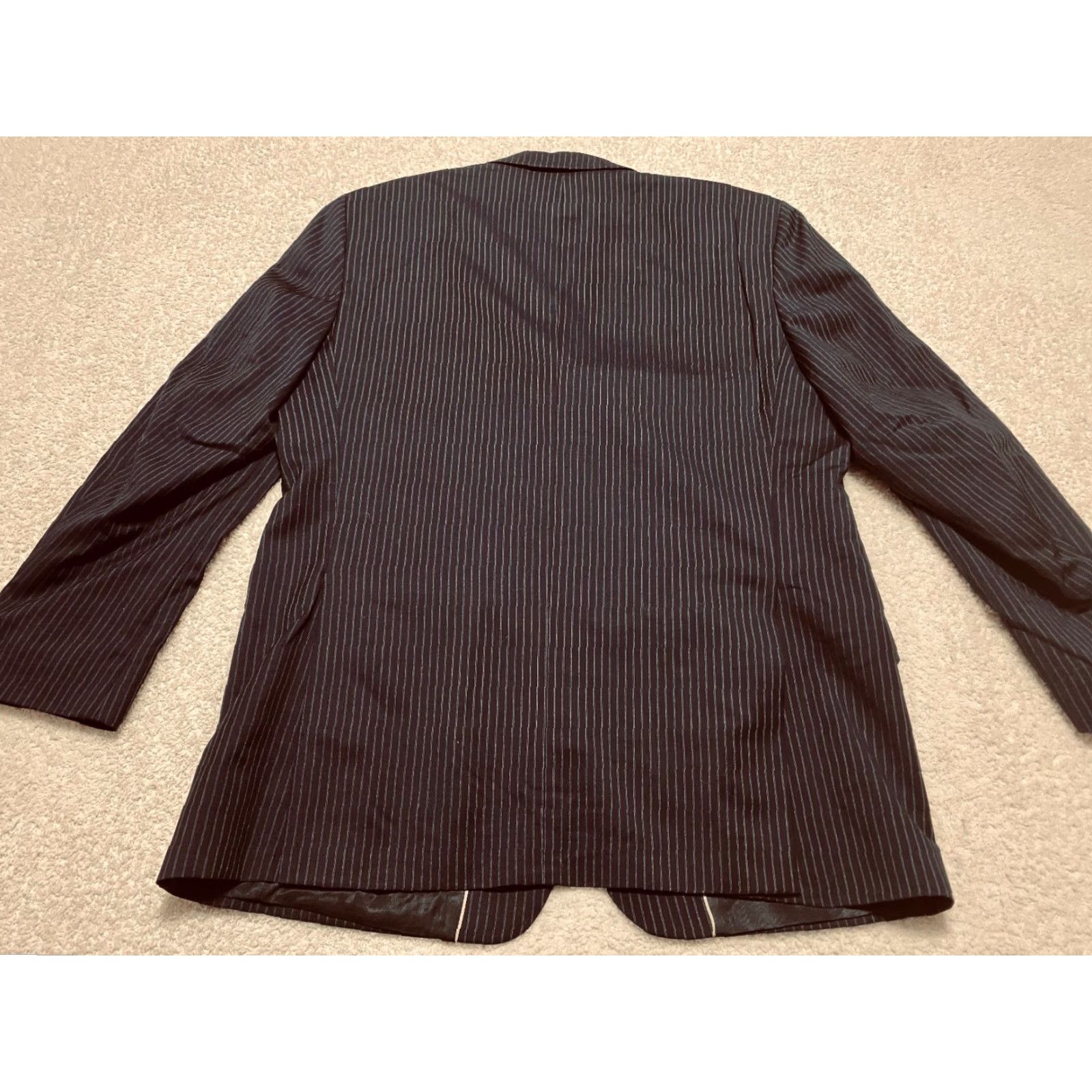 Ralph Lauren Lauren Ralph Lauren Blazer Mens 44R Black Wool Striped 3-Button Long Sleeve Jacket/Coat Regular Fit Size US XXL / EU 58 / 5 - 6 Thumbnail