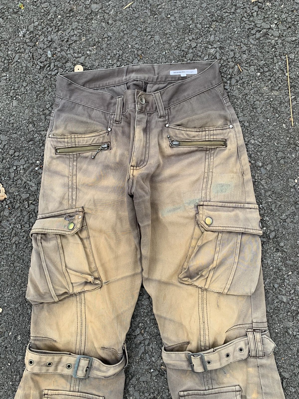 Tornado Mart TRASHER💥FLARE SEMANTIC DESIGN BONDAGE SUNFADED DISTRESSED Size US 28 / EU 44 - 5 Thumbnail